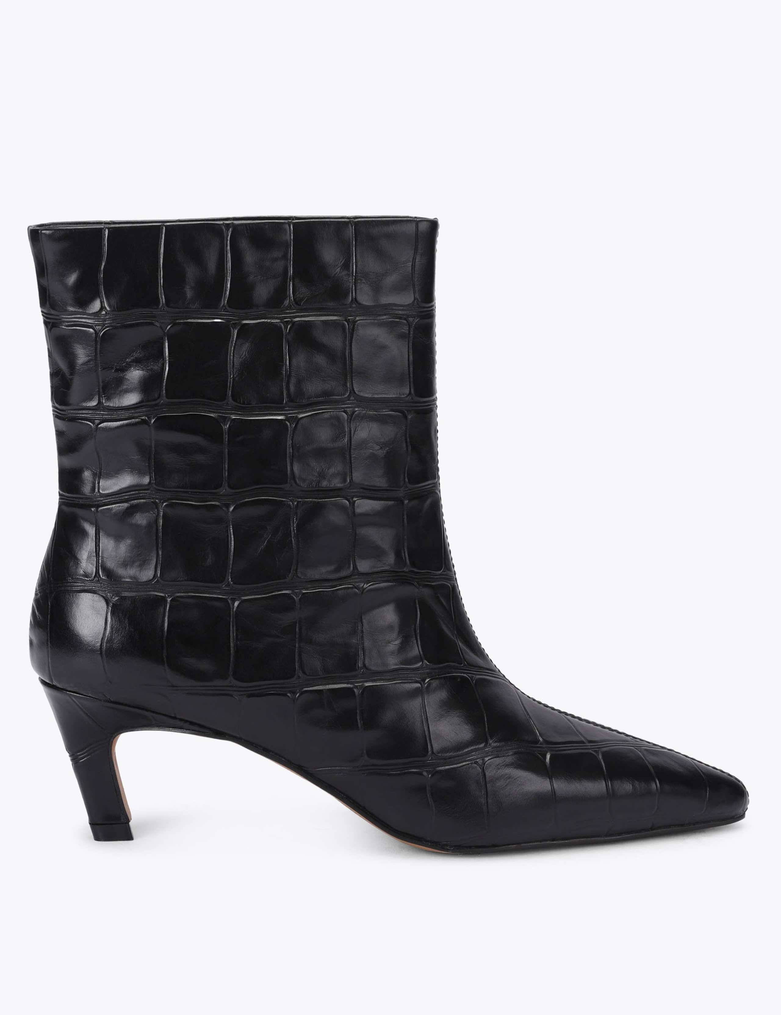 Greed Leather Kitten Heel Ankle Boots 1 of 5