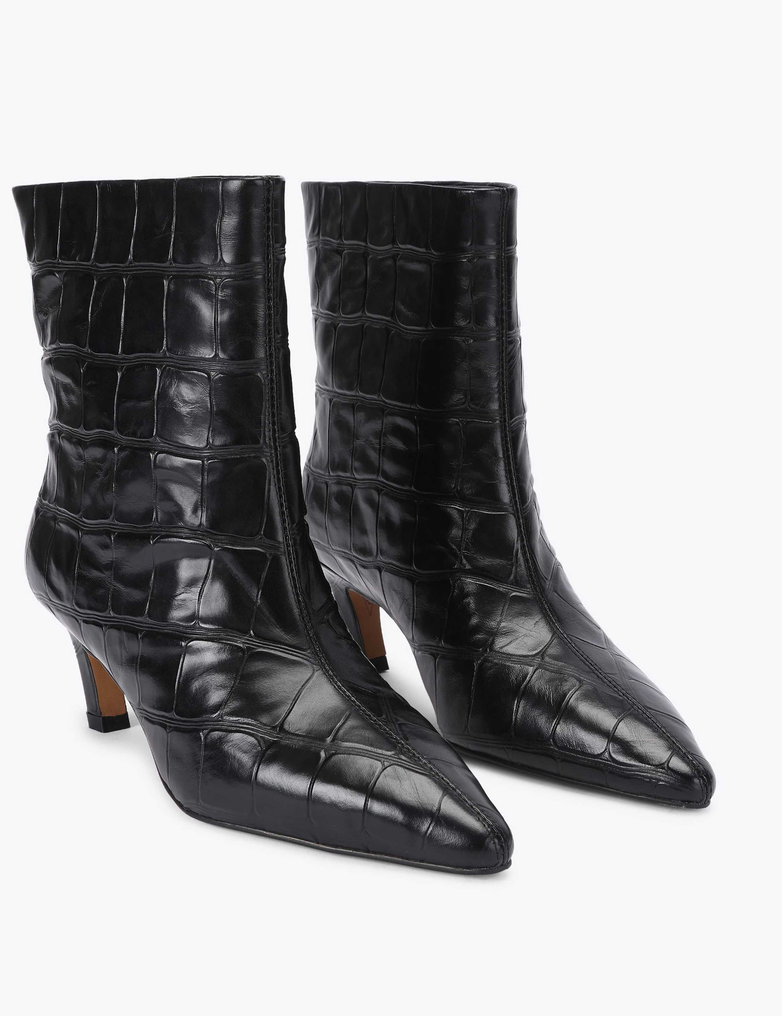 Greed Leather Kitten Heel Ankle Boots 2 of 5