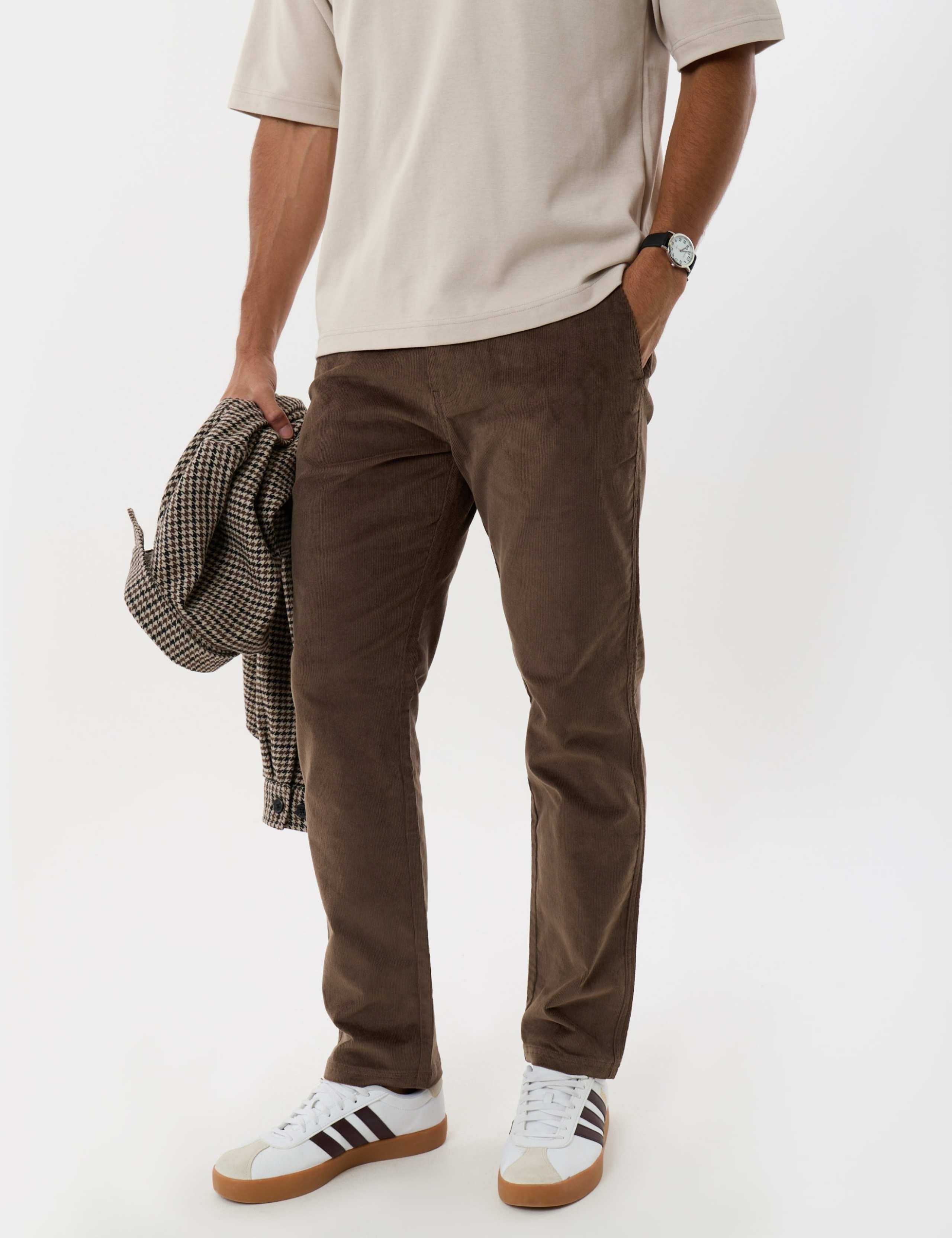 Straight Fit Cotton Rich Corduroy Trousers 1 of 5
