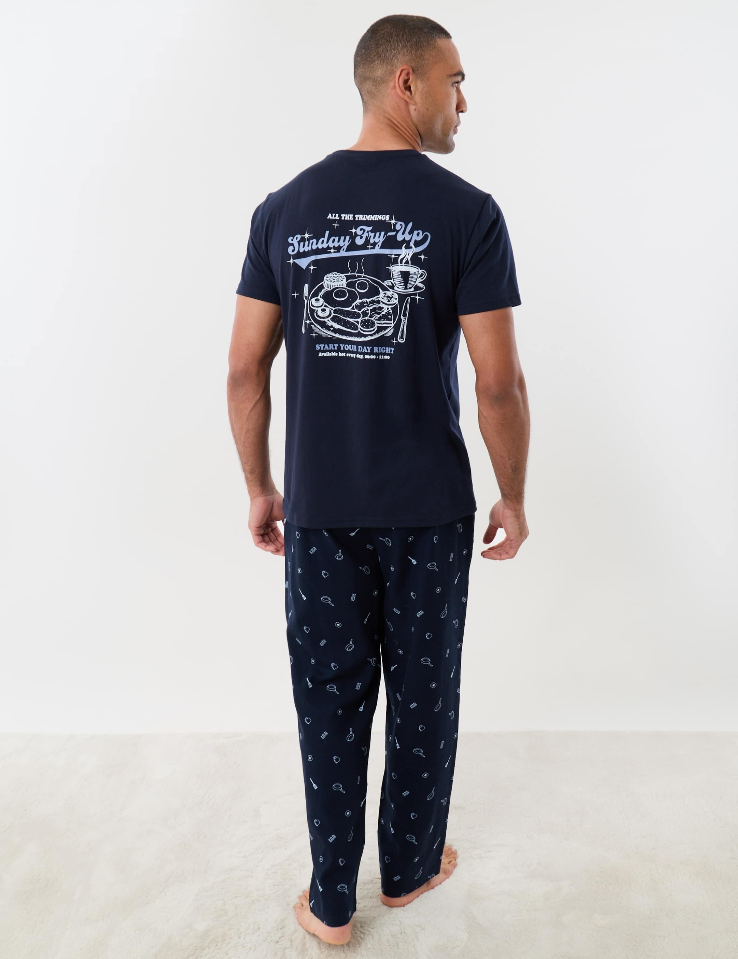 Cotton Rich Breakfast Print Christmas Pyjama Set 5 of 6