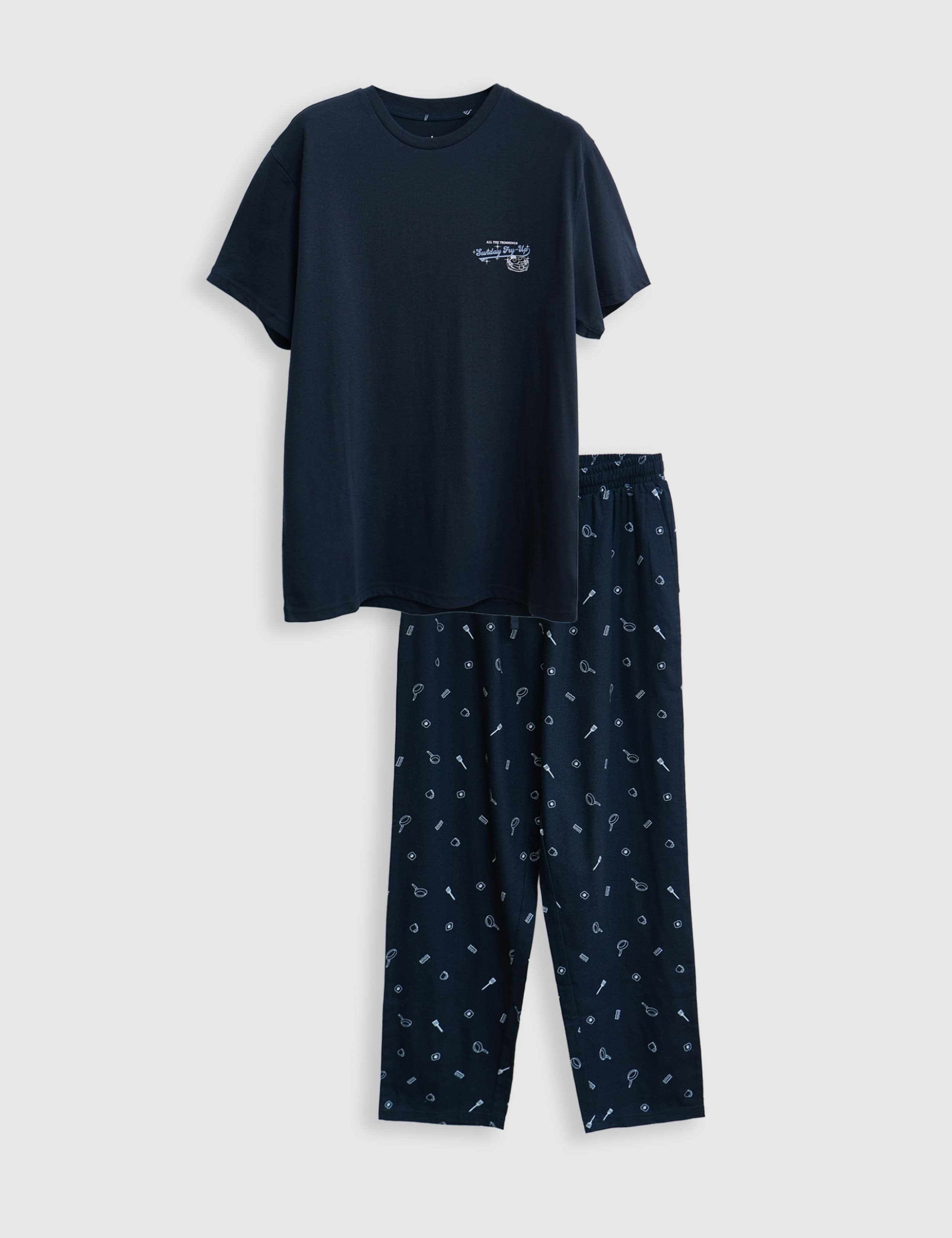 Cotton Rich Breakfast Print Christmas Pyjama Set 2 of 6