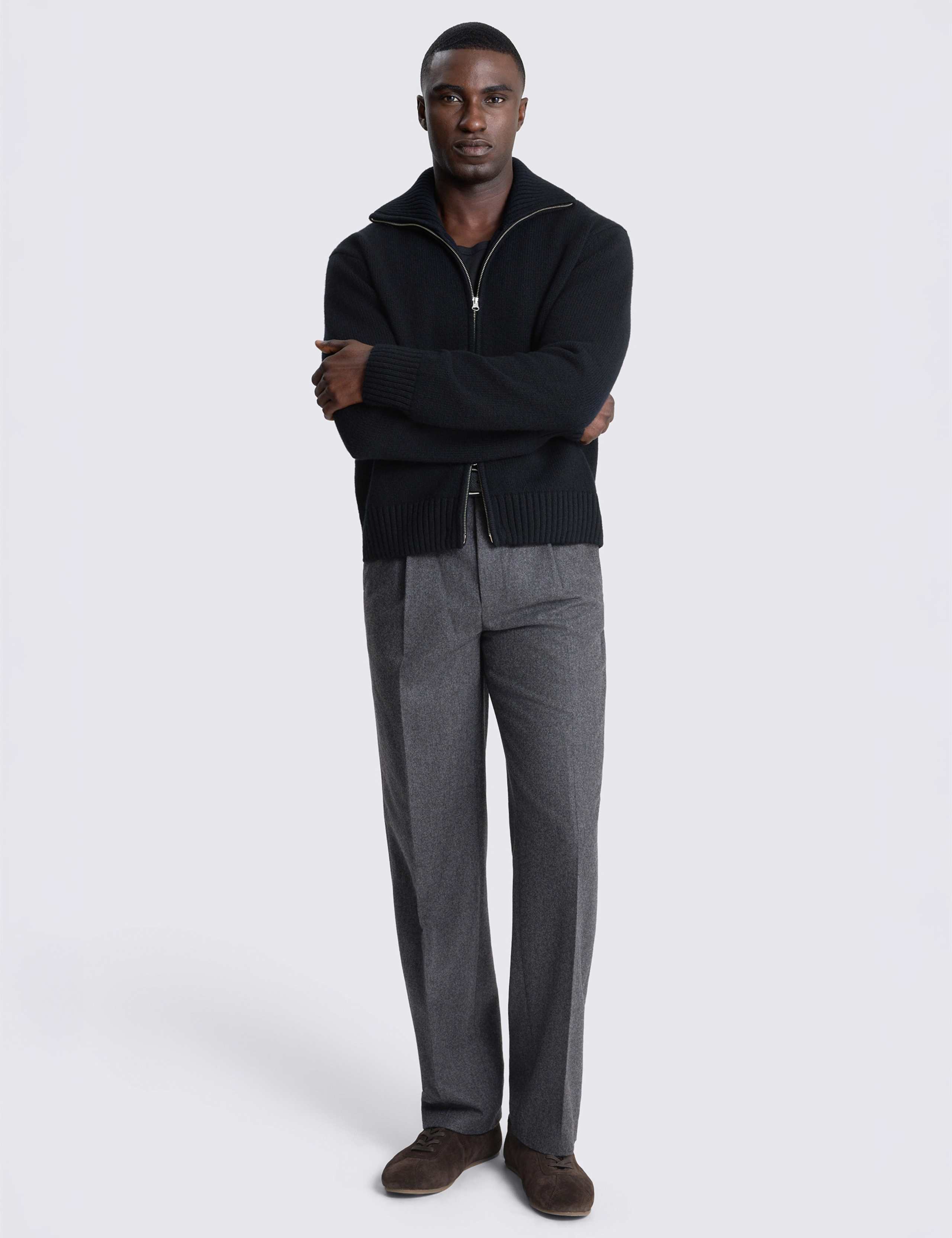 Pure Wool Textured Boxy Zip Up Cardigan 2 of 4