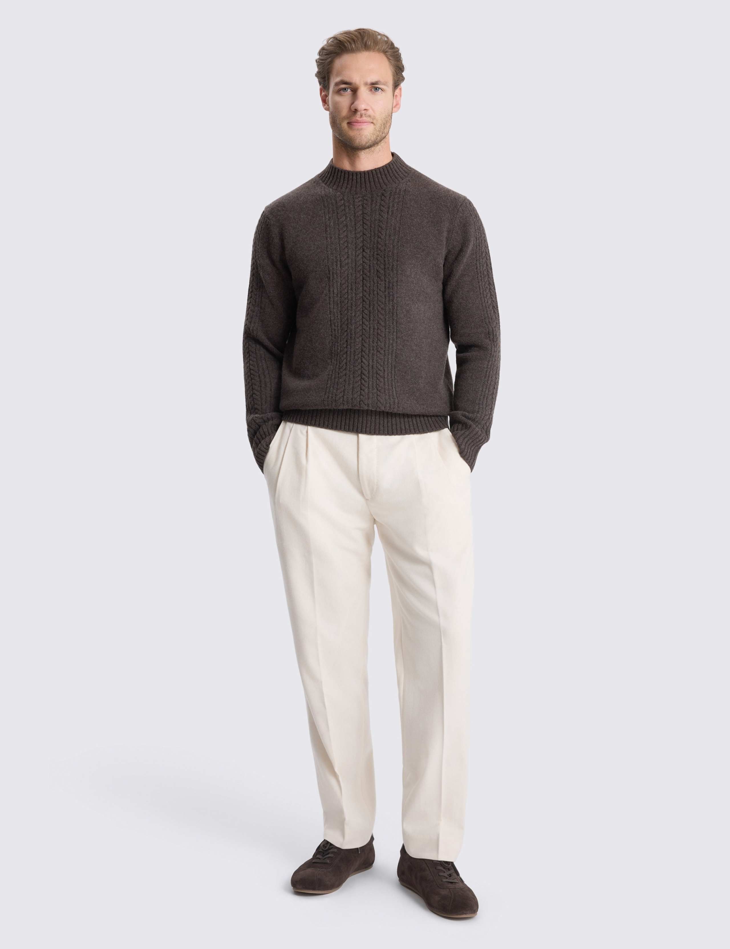Pure Wool Cable Funnel Neck Jumper 2 of 4