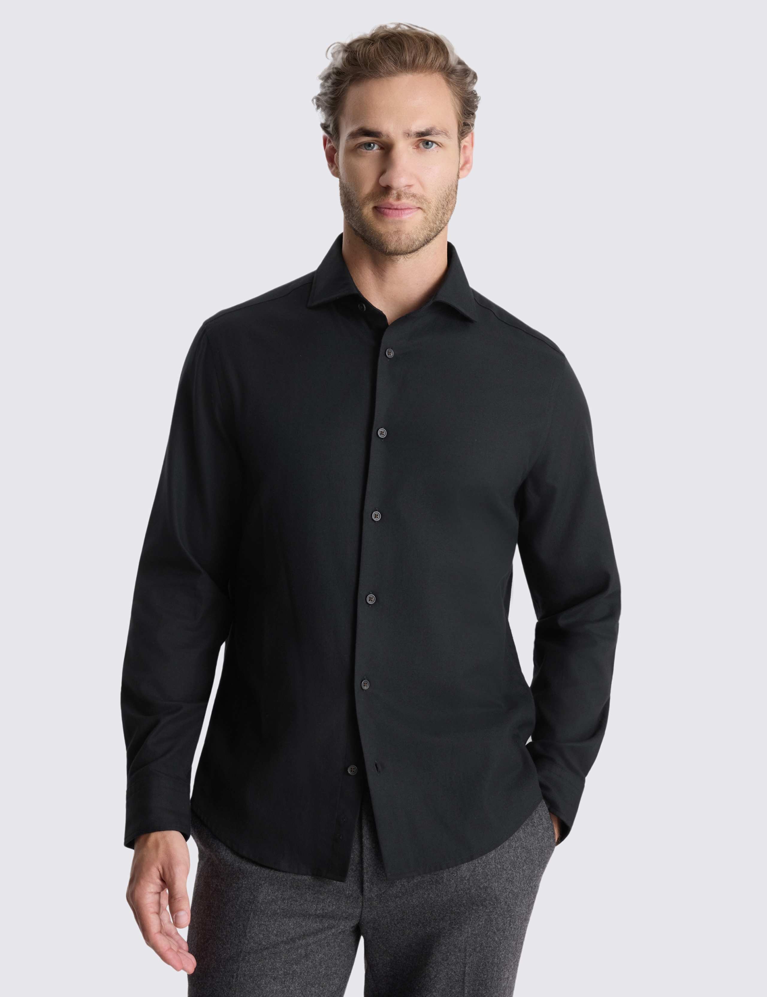 Regular Fit Brushed Cotton Melange Shirt 1 of 4