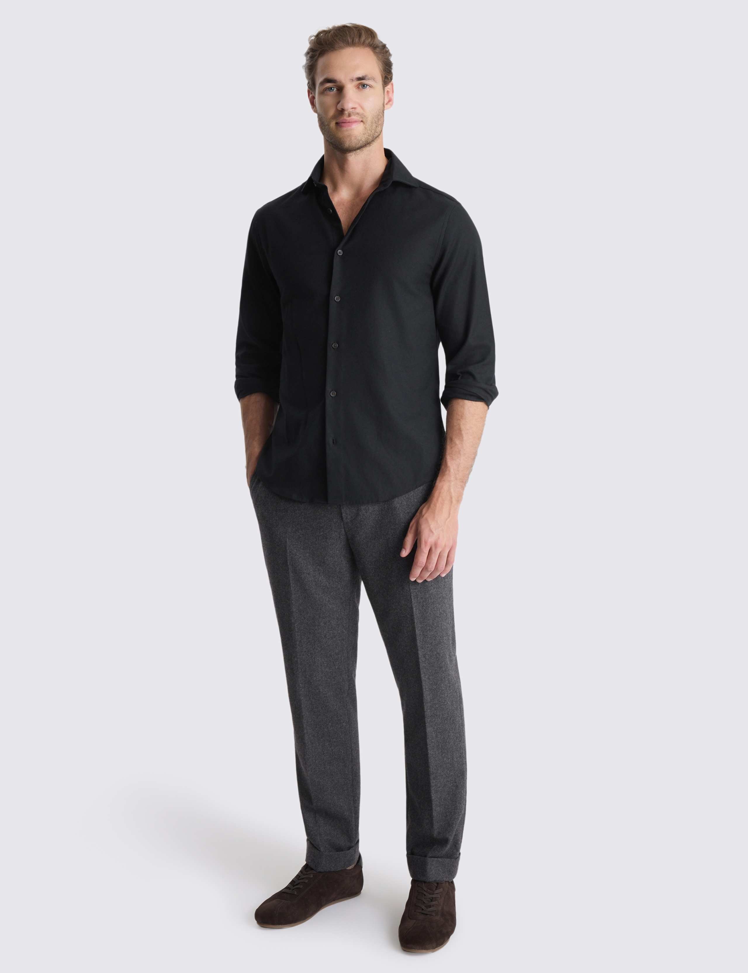 Regular Fit Brushed Cotton Melange Shirt 2 of 4