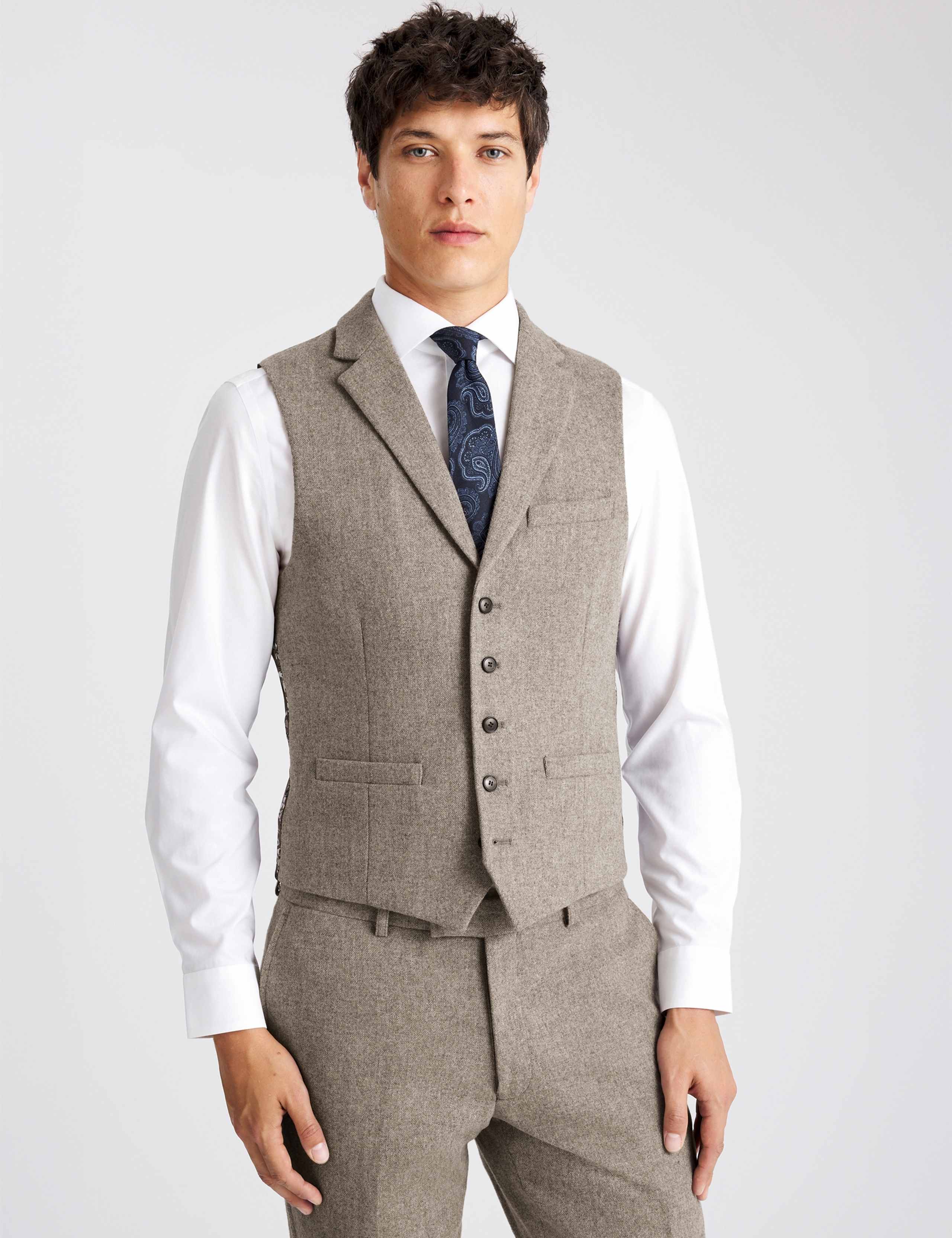 Slim Fit Wool Rich Donegal Waistcoat 1 of 3