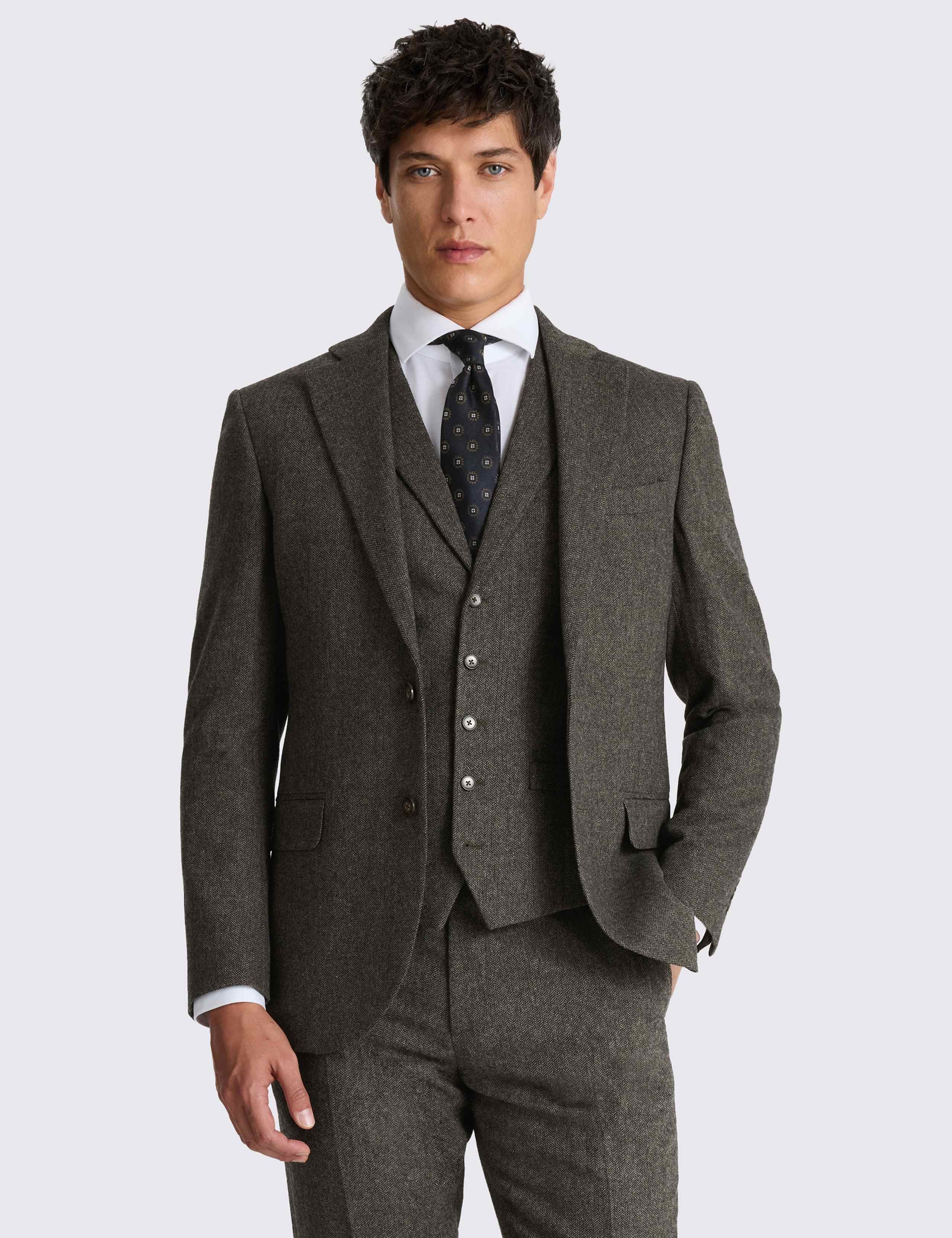 Tailored Fit Wool Blend Herringbone Suit Jacket 1 of 7