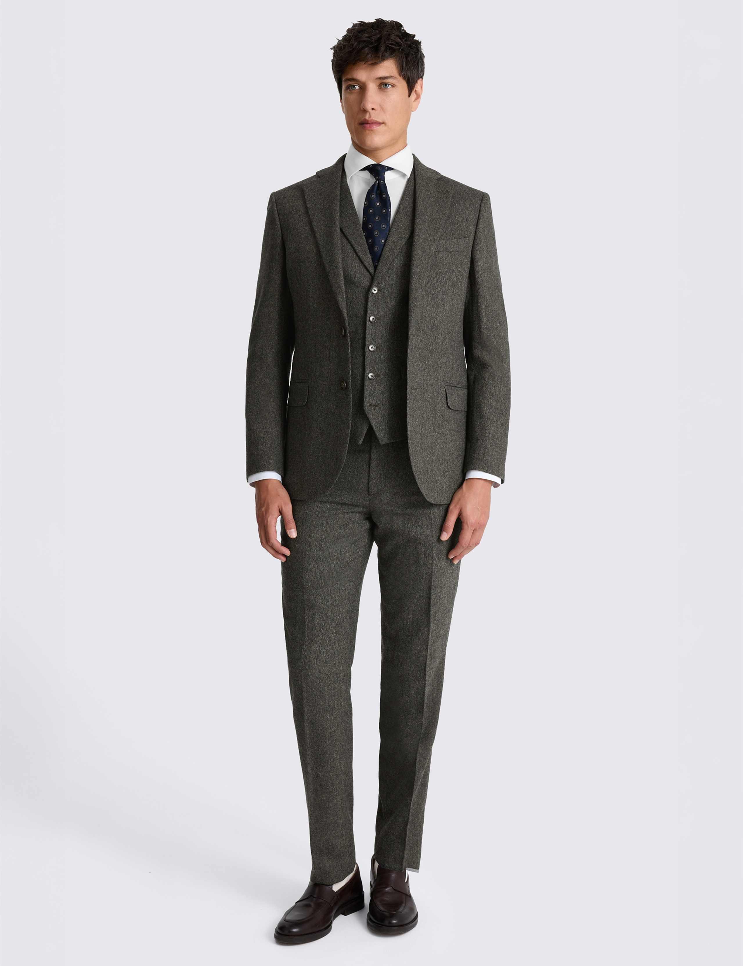 Tailored Fit Wool Blend Herringbone Suit Jacket 2 of 7