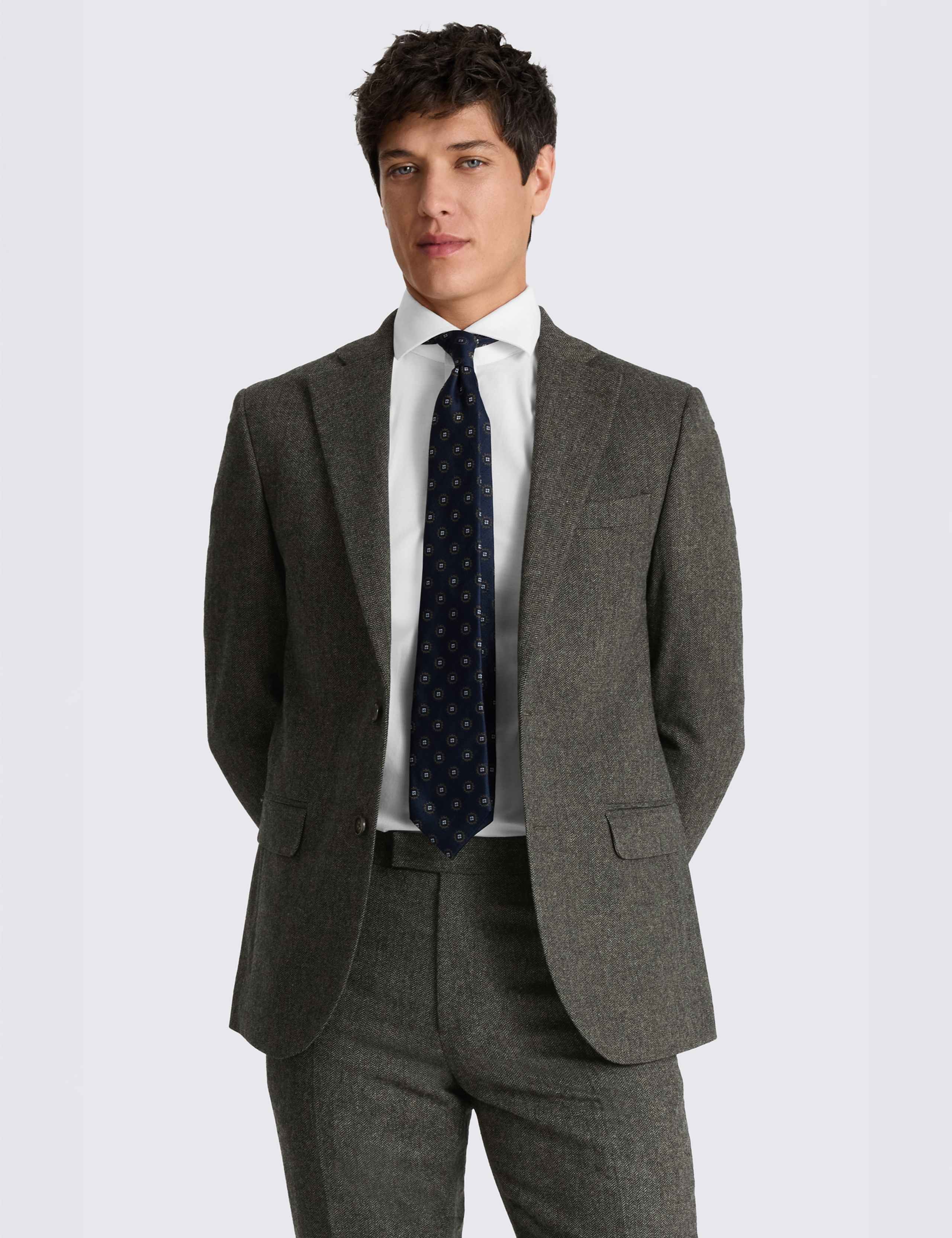 Tailored Fit Wool Blend Herringbone Suit Jacket 4 of 7