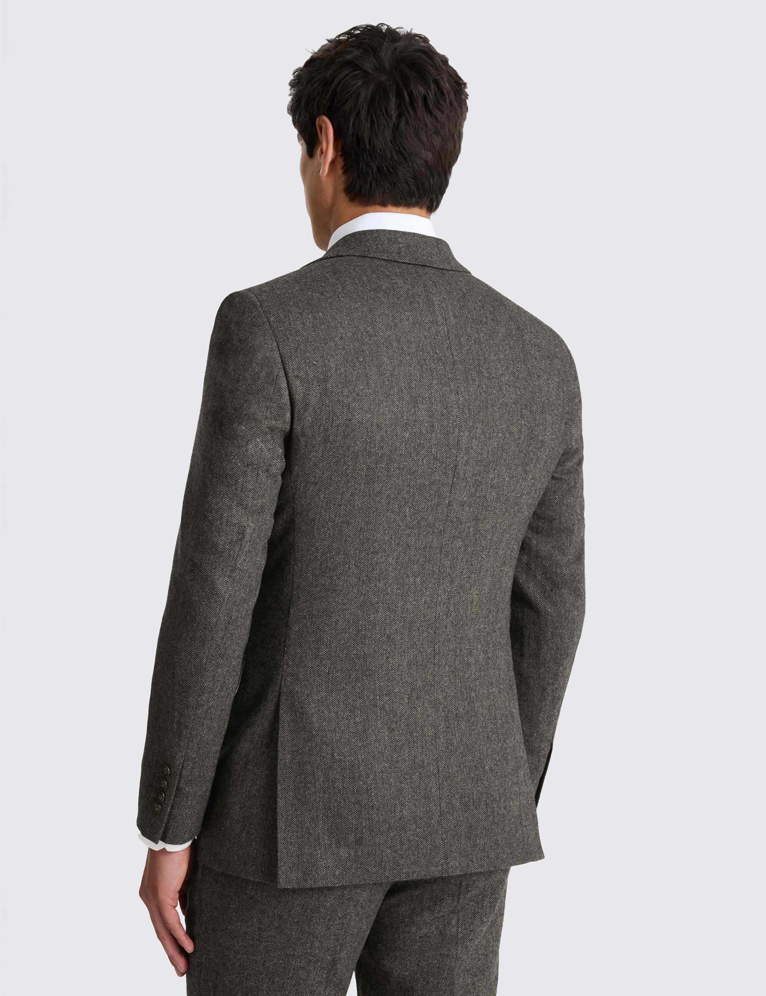 Tailored Fit Wool Blend Herringbone Suit Jacket 5 of 7