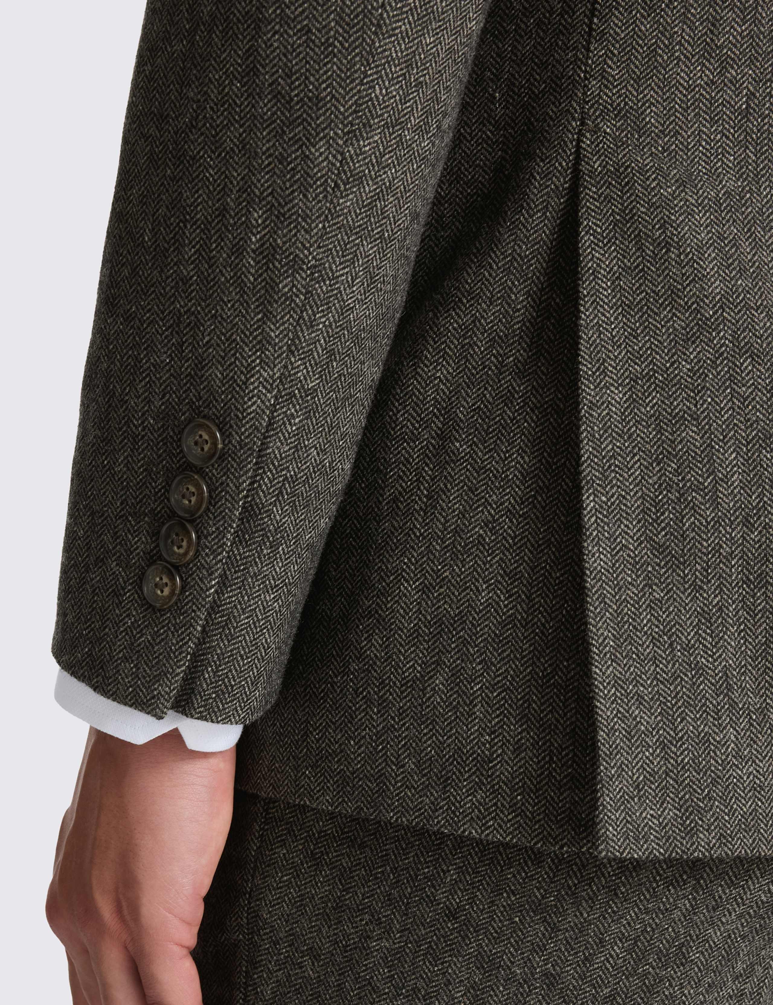 Tailored Fit Wool Blend Herringbone Suit Jacket 6 of 7
