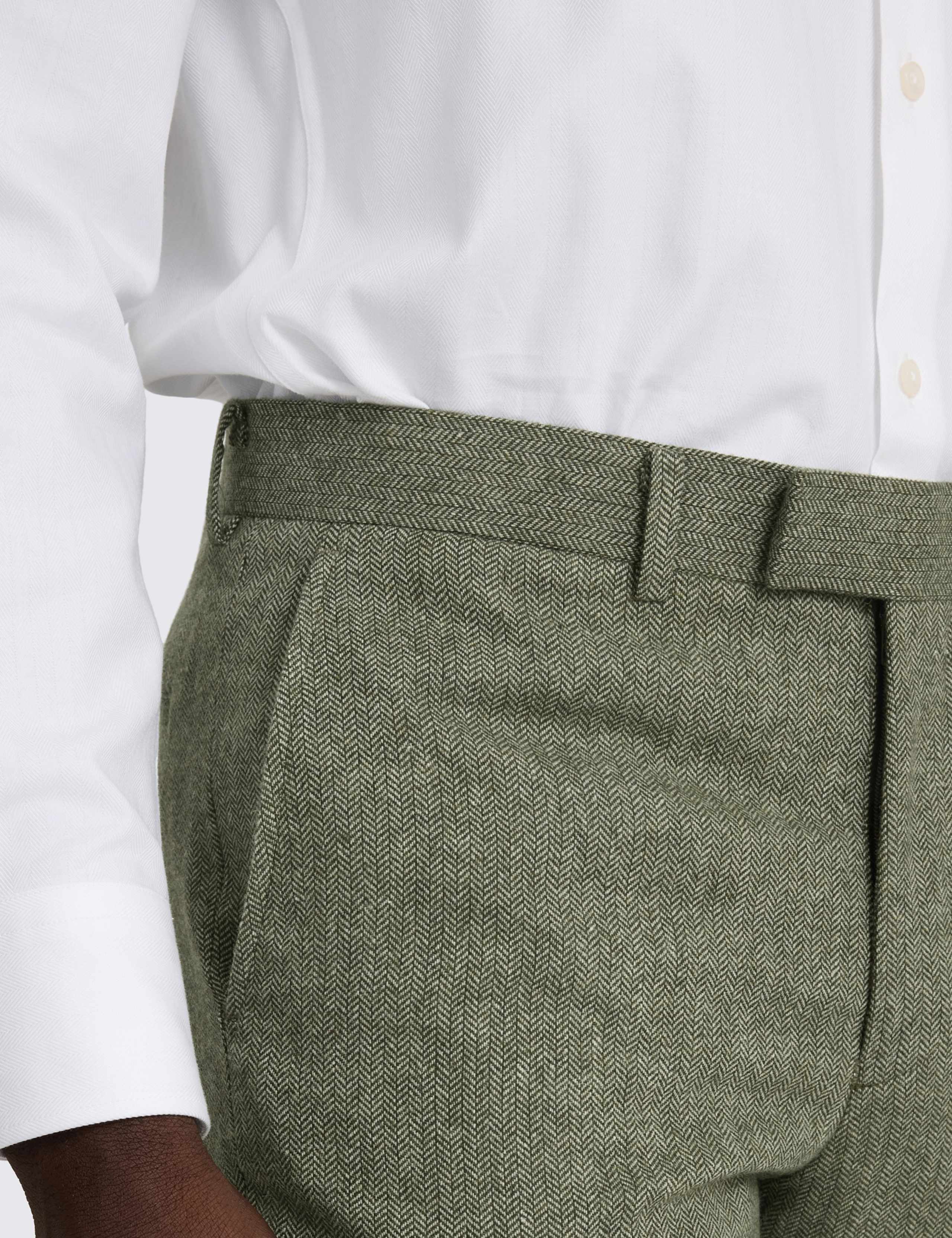 Tailored Fit Wool Blend Herringbone Suit Trousers 2 of 3