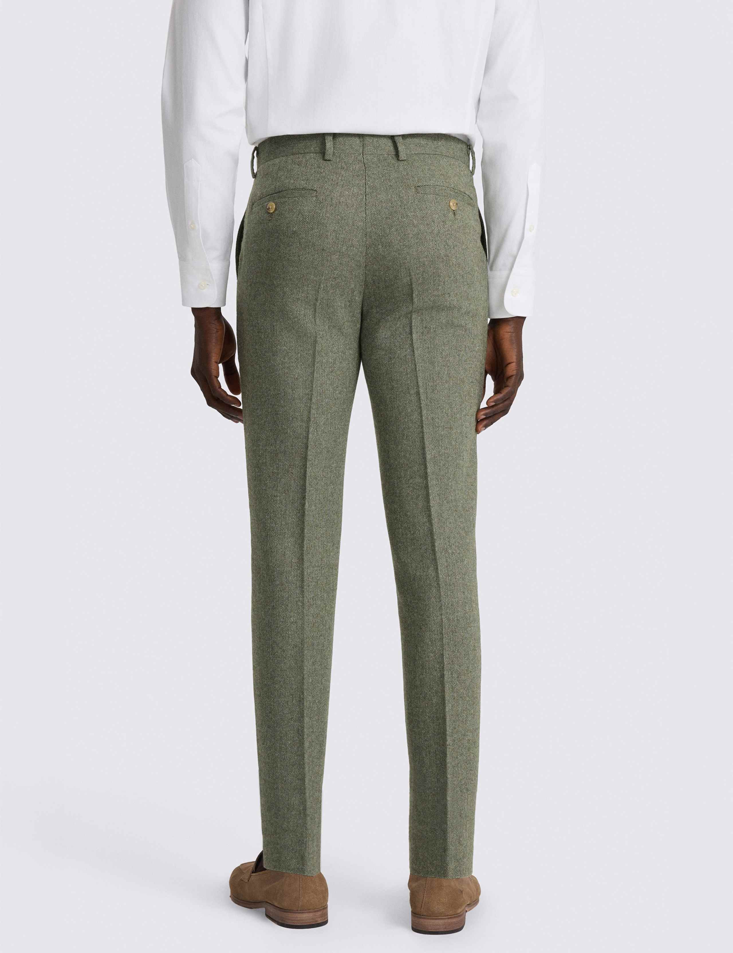 Tailored Fit Wool Blend Herringbone Suit Trousers 3 of 3