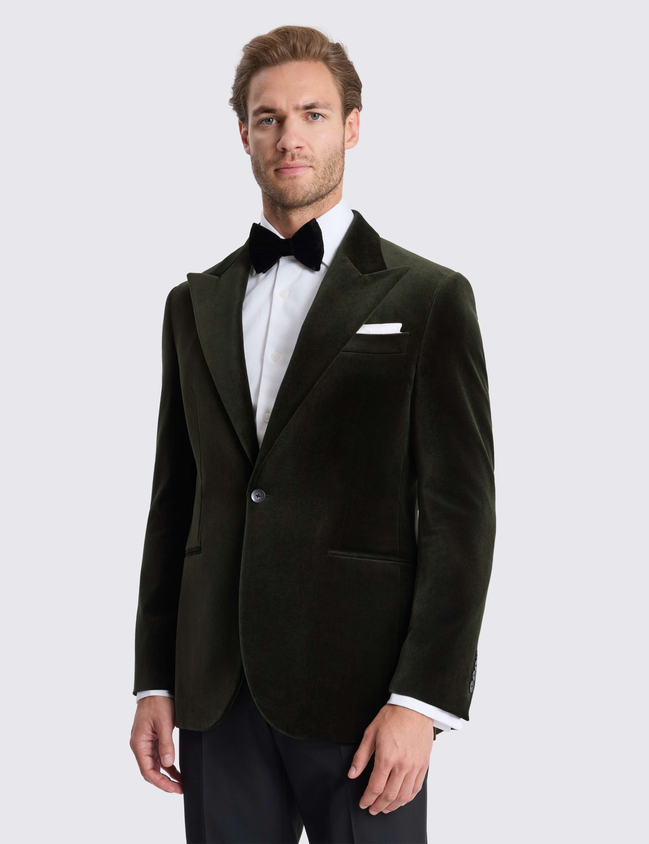 Tailored Fit Pure Cotton Velvet Tuxedo Jacket 1 of 5