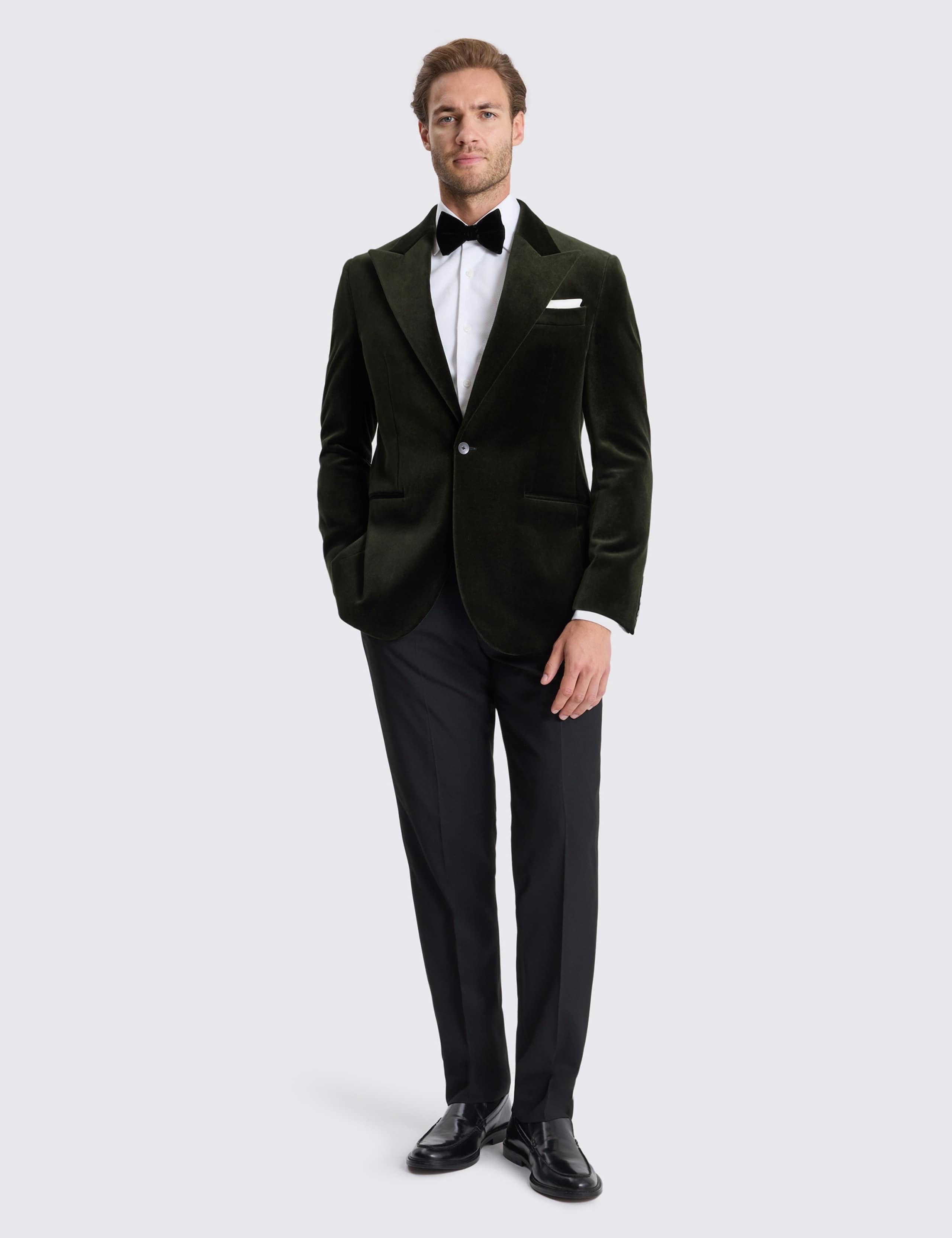 Tailored Fit Pure Cotton Velvet Tuxedo Jacket 2 of 5