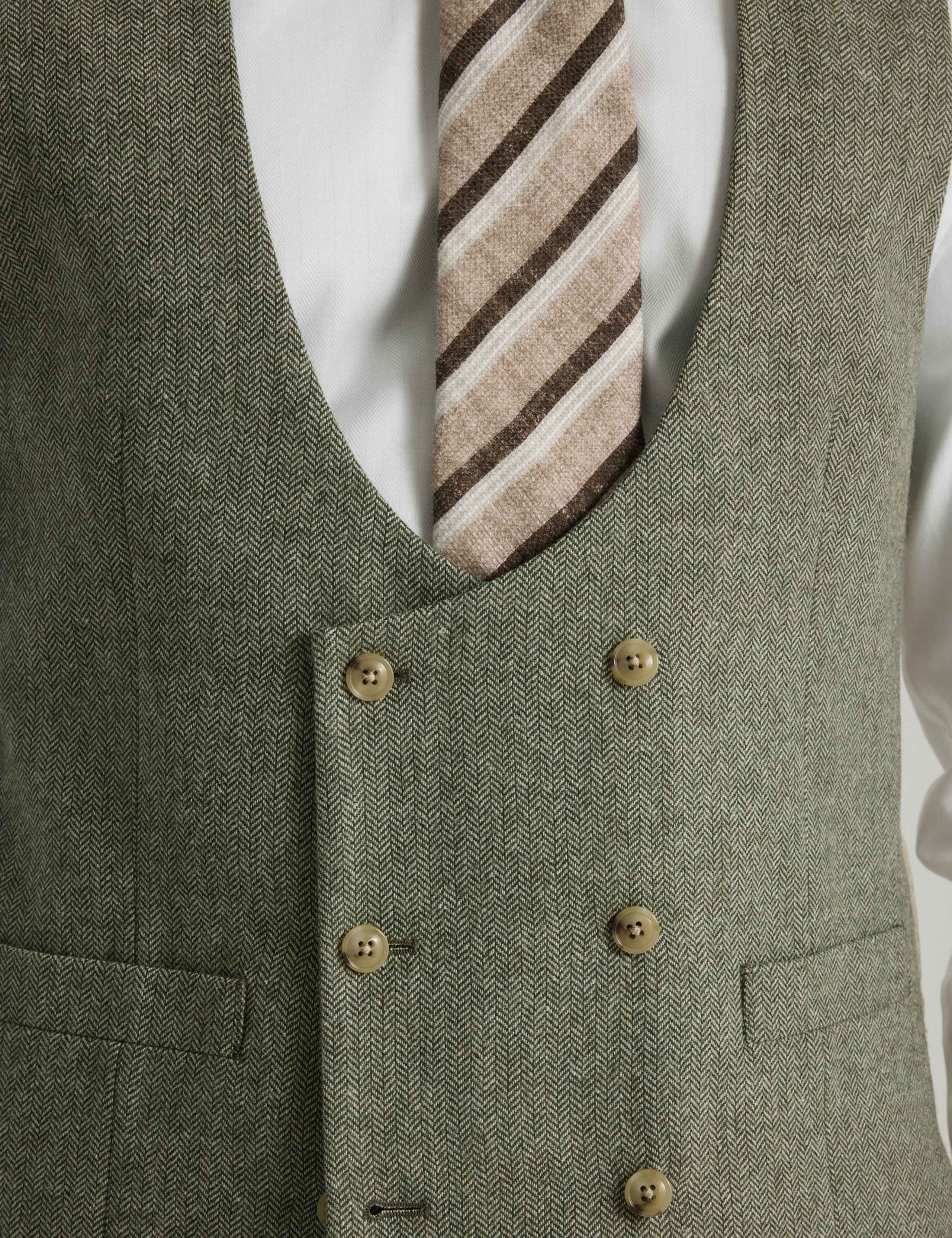 Tailored Fit Wool Blend Herringbone Waistcoat 2 of 3