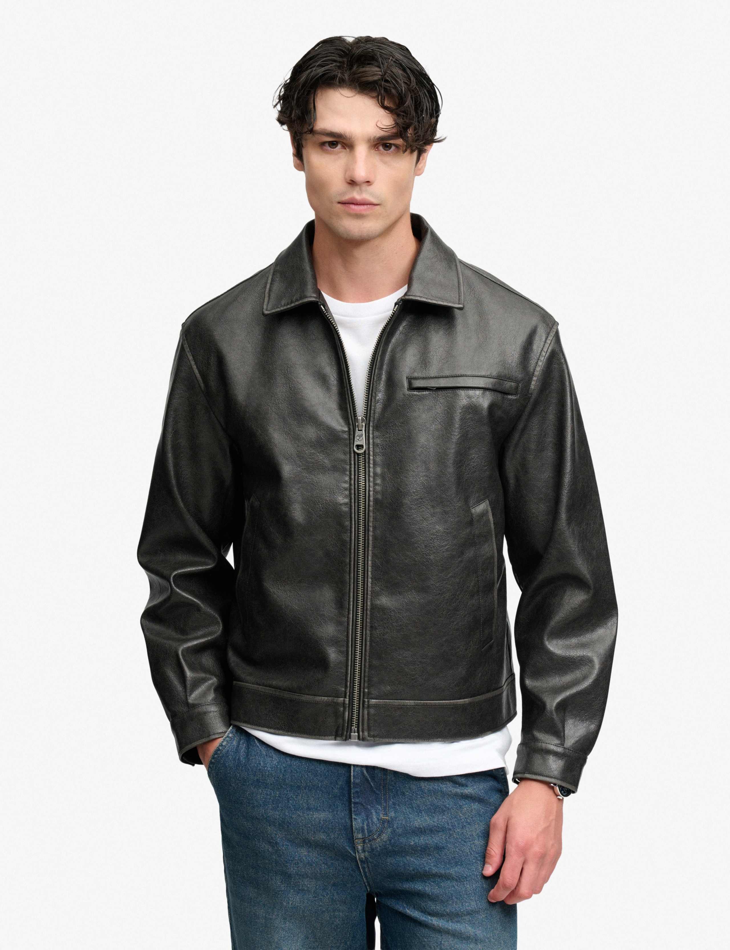 Faux Leather Distressed Jacket 5 of 8