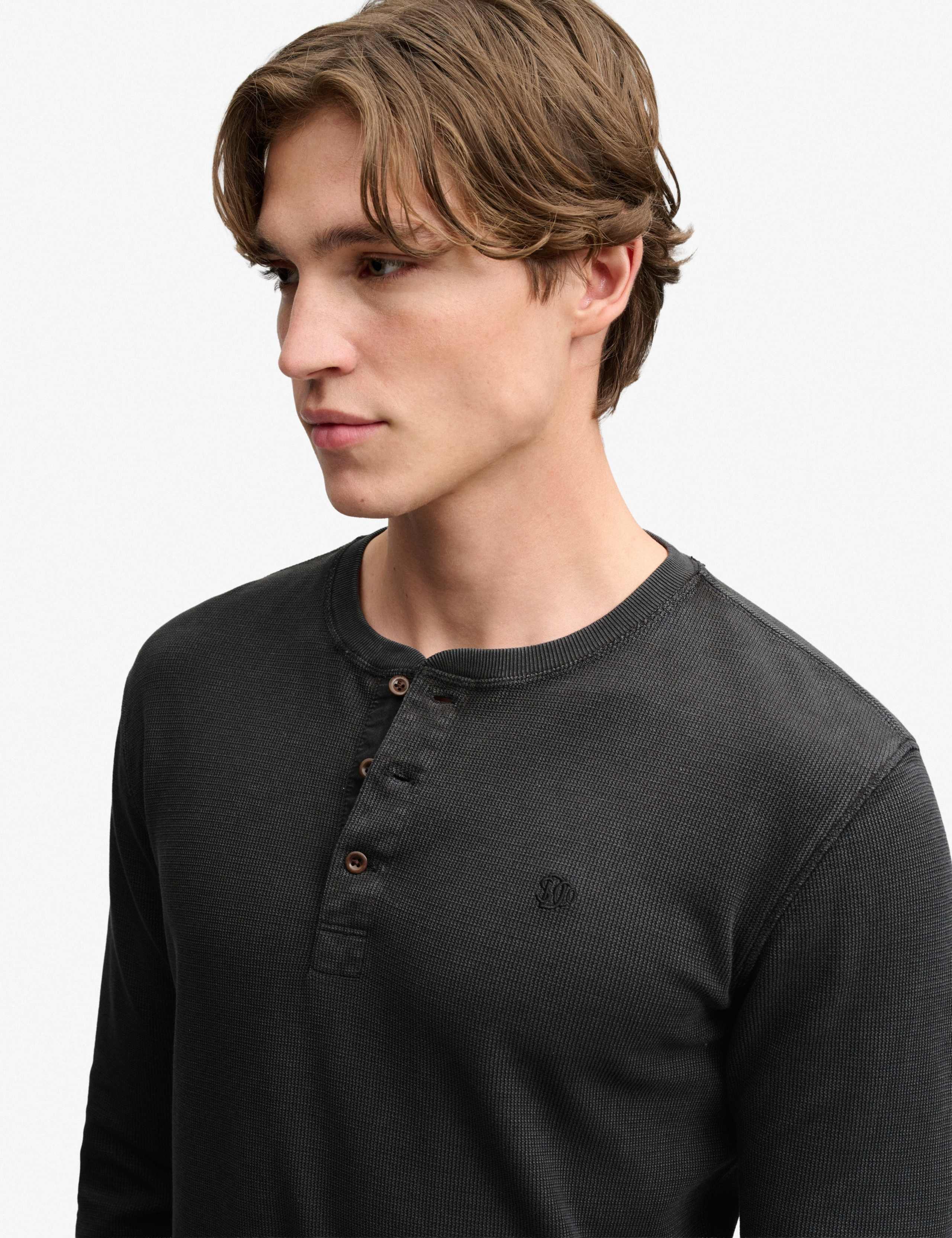 Pure Cotton Waffle Henley Long Sleeve Top 5 of 7