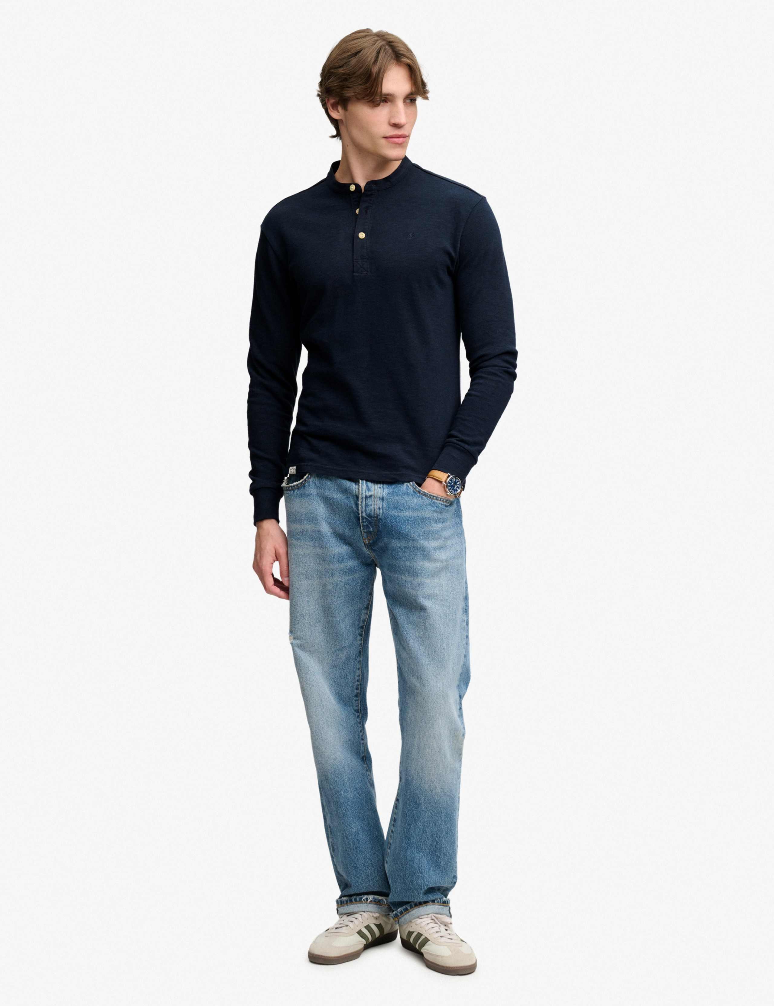 Pure Cotton Grandad Collar Long Sleeve Top 4 of 7