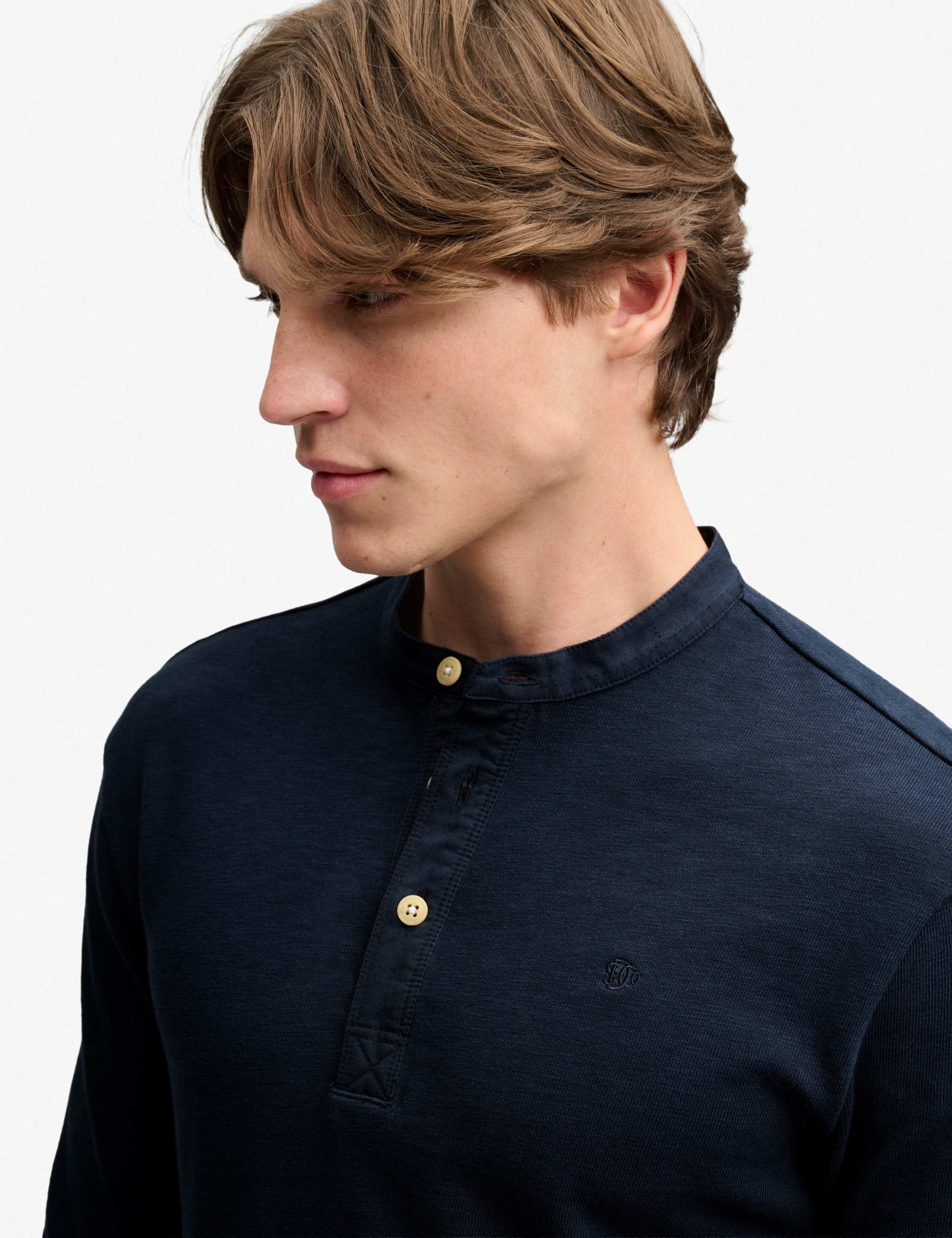 Pure Cotton Grandad Collar Long Sleeve Top 5 of 7