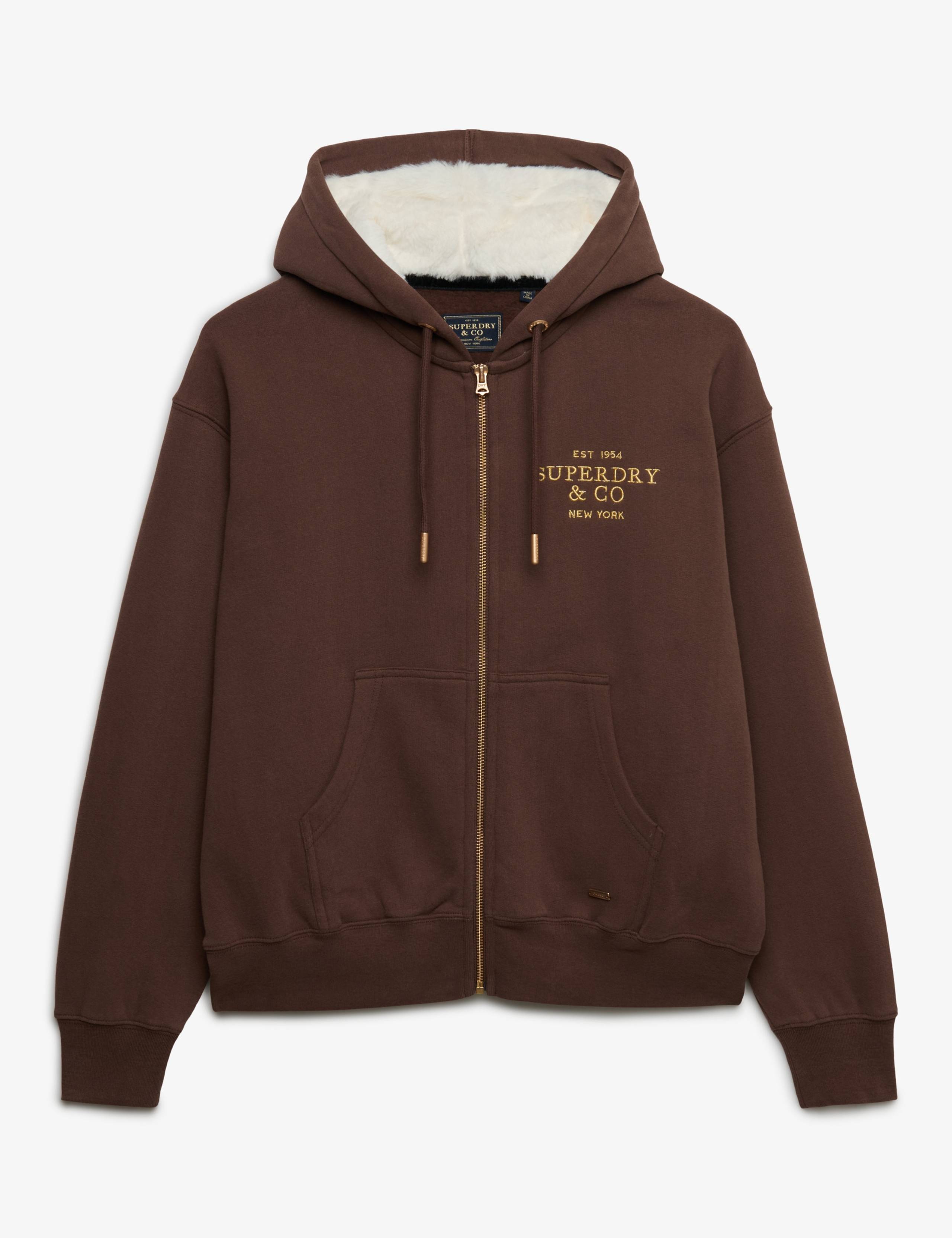 Cotton Rich Faux Fur Lined Zip Up Hoodie 2 of 7