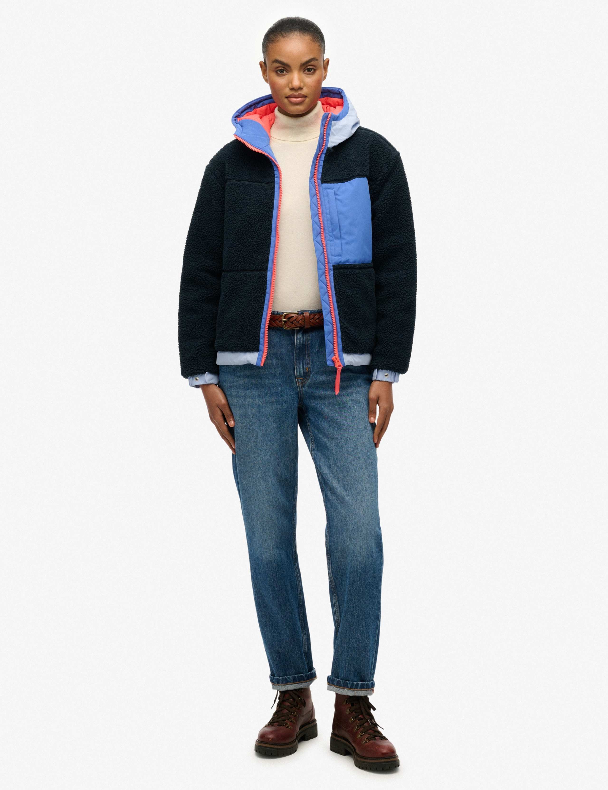 Padded Hooded Colour Block Jacket 4 of 7