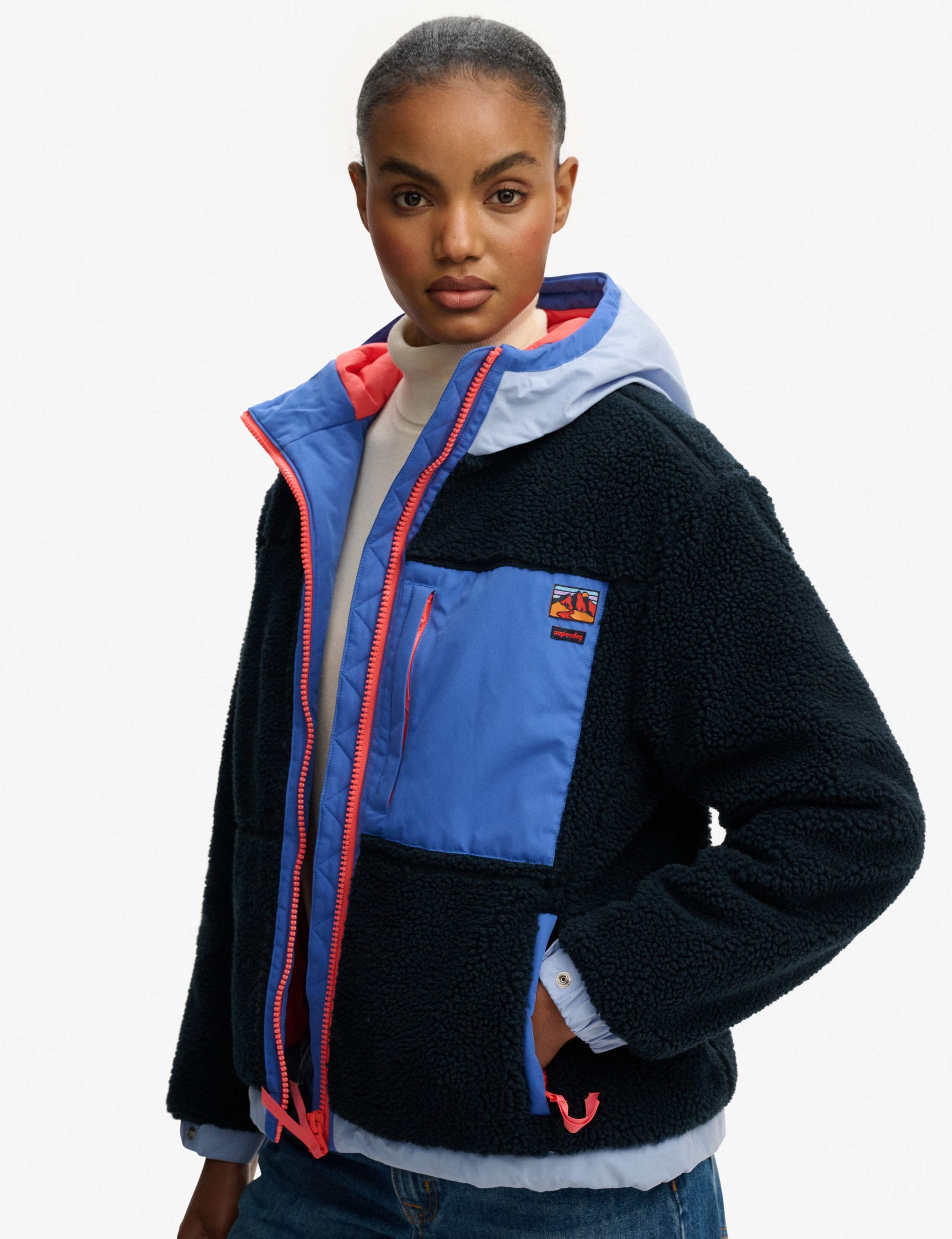 Padded Hooded Colour Block Jacket 5 of 7
