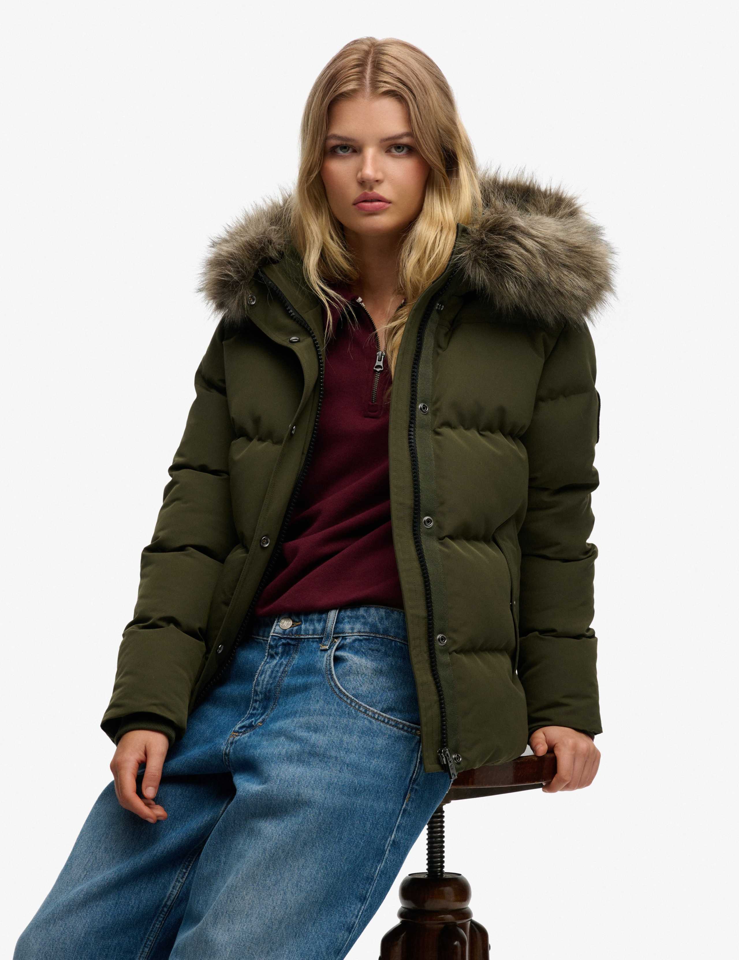 Padded Hooded Faux Fur Trim Puffer Jacket 3 of 8