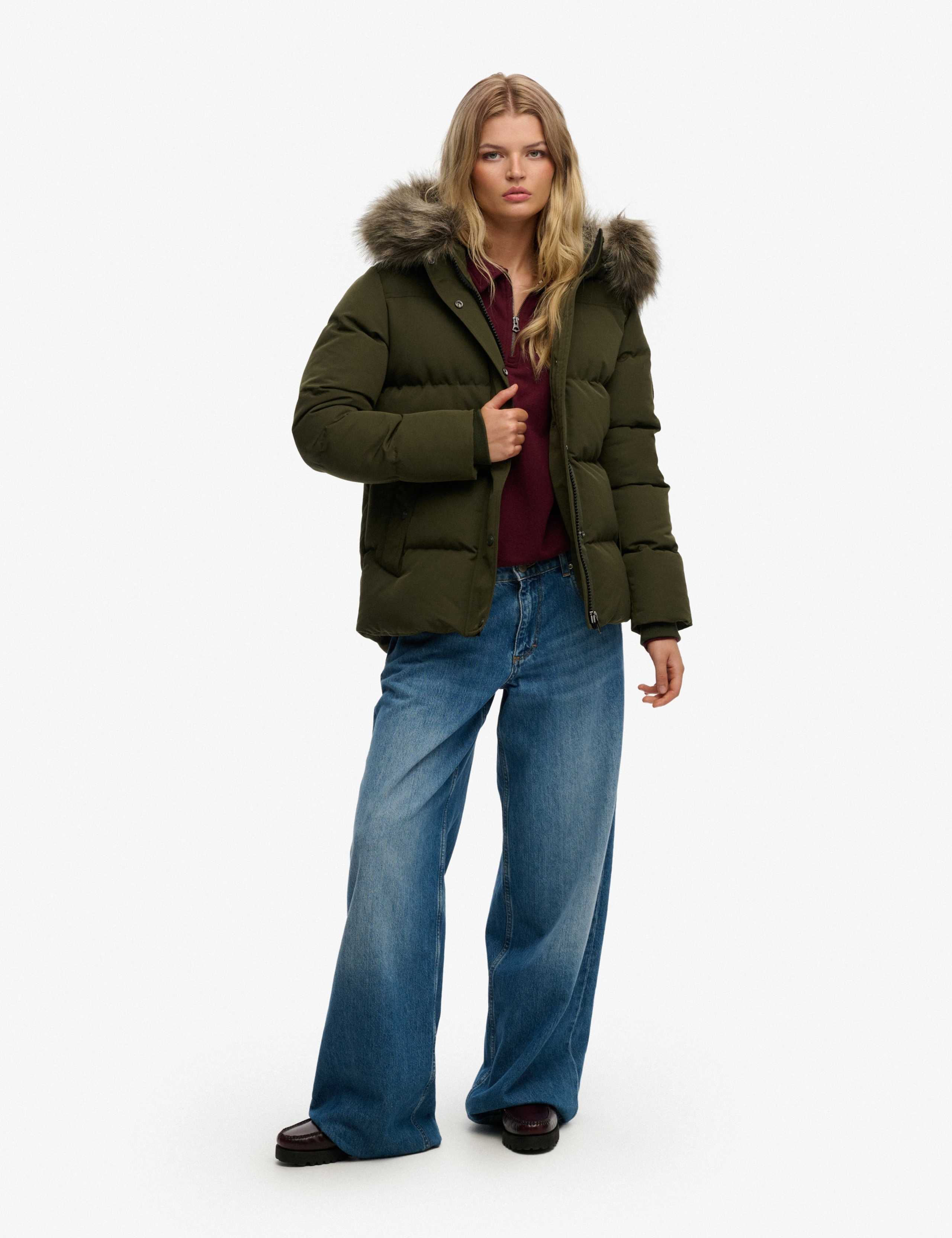 Padded Hooded Faux Fur Trim Puffer Jacket 4 of 8