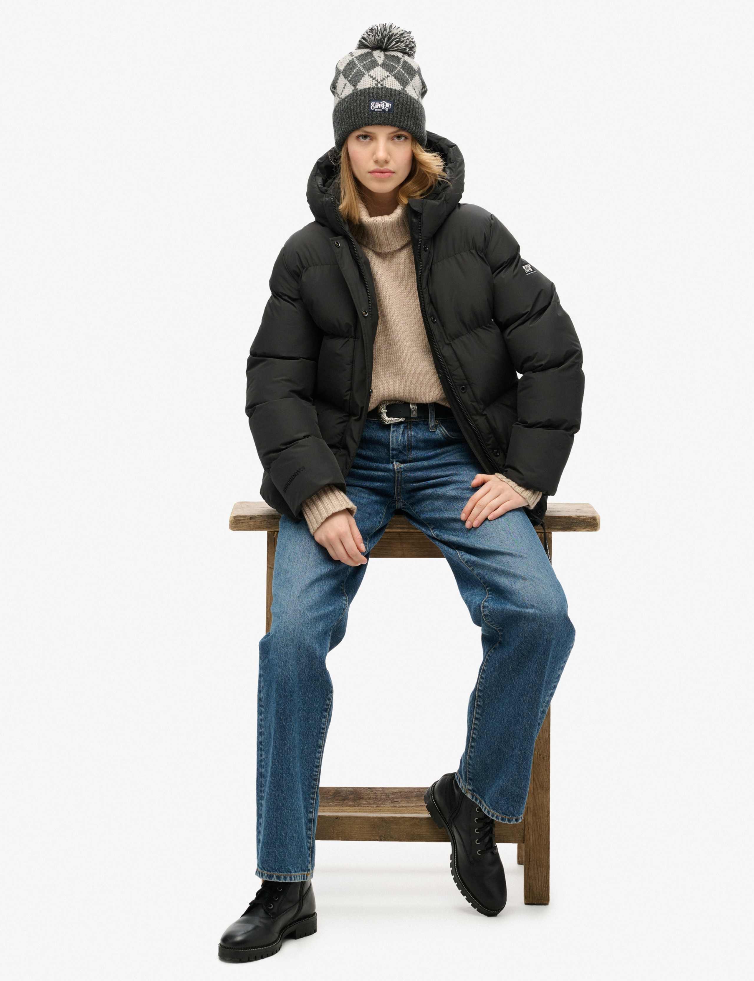 Padded Hooded Mid Length Sports Puffer Jacket 2 of 8