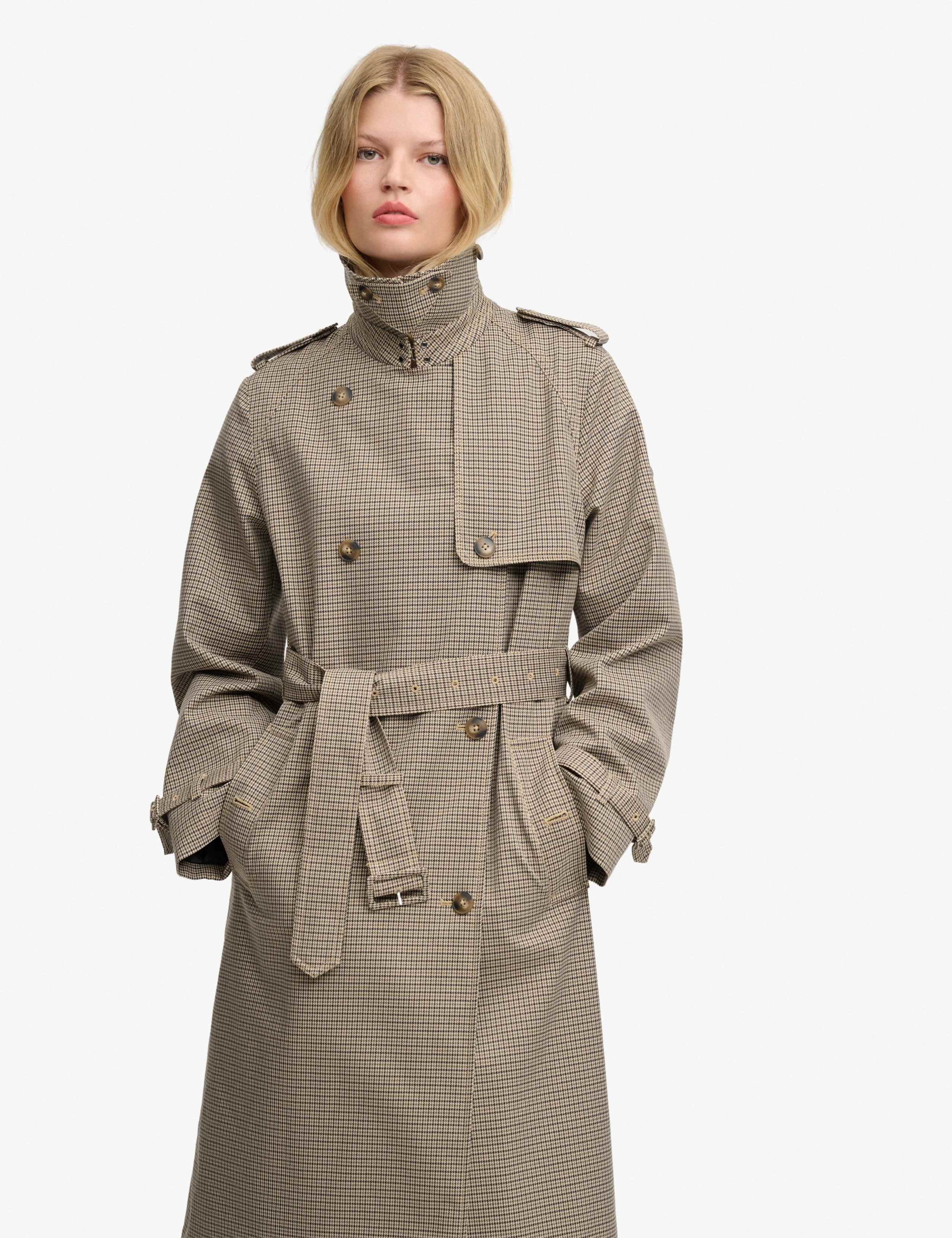 Checked Belted Longline Trench Coat 4 of 8
