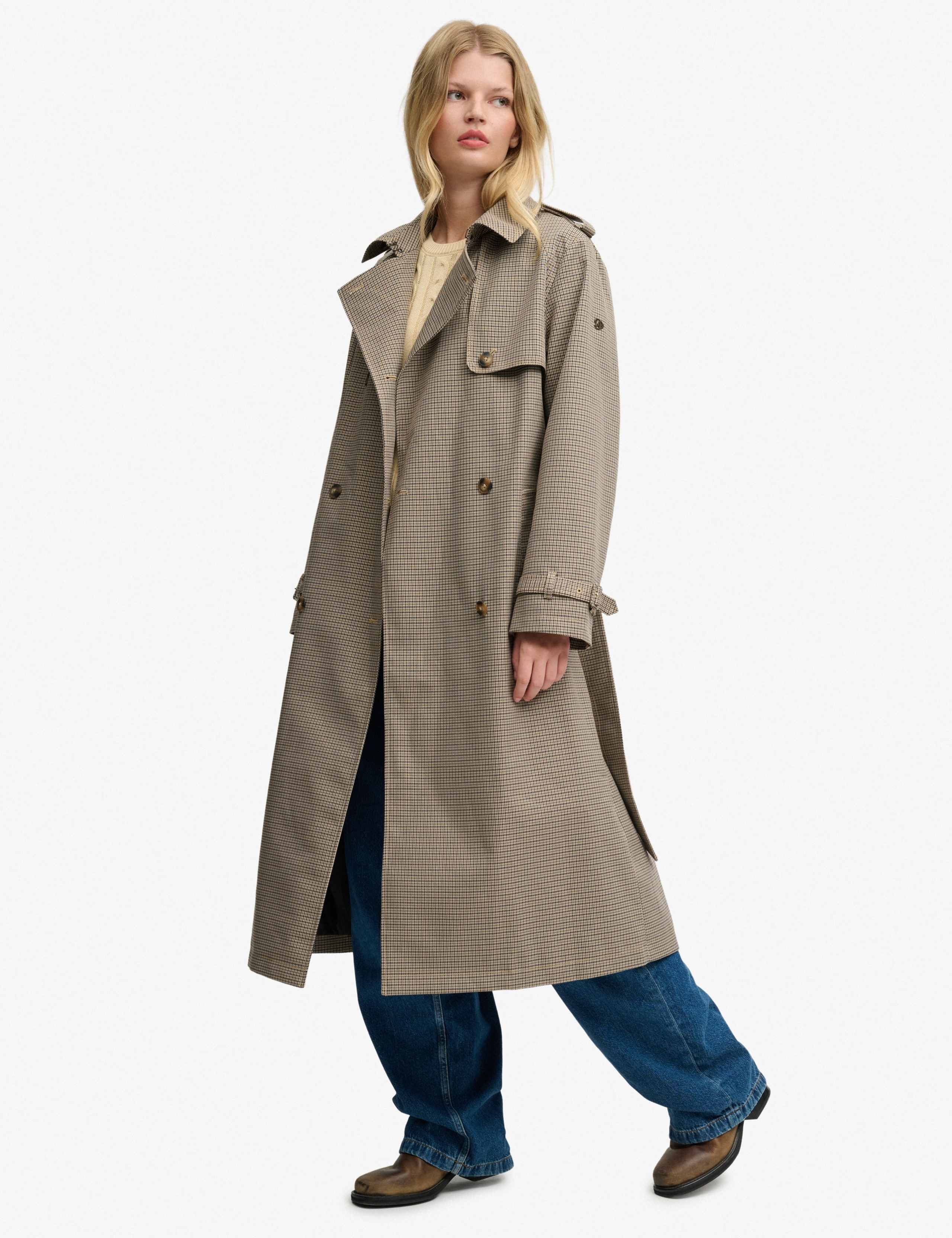 Checked Belted Longline Trench Coat 5 of 8