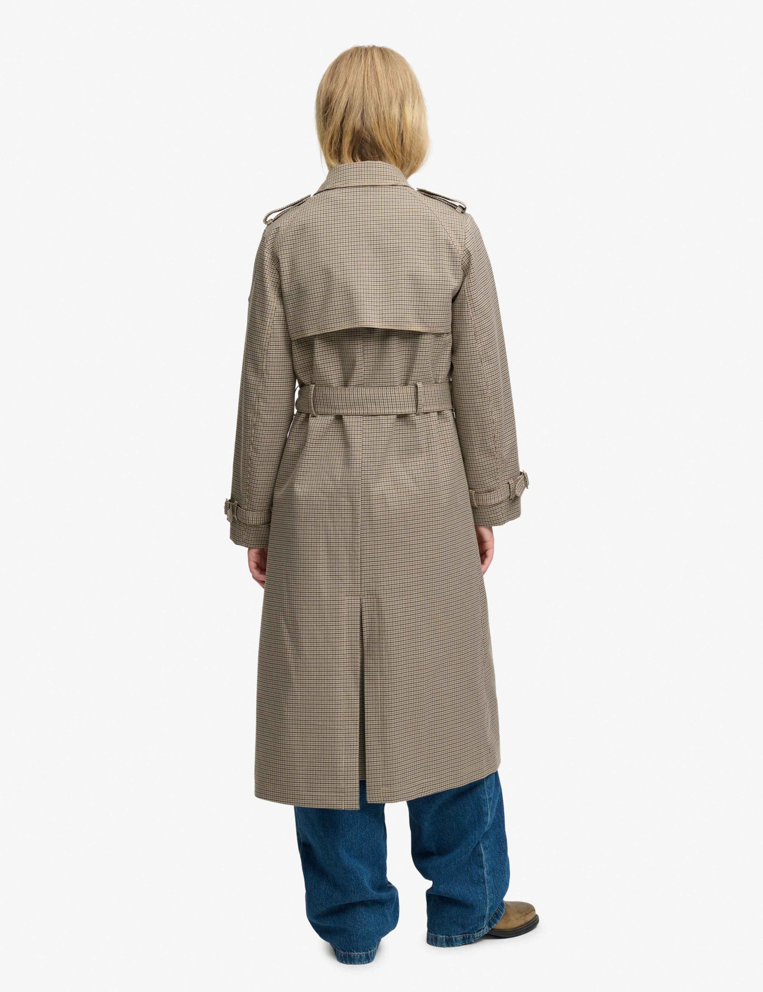Checked Belted Longline Trench Coat 7 of 8