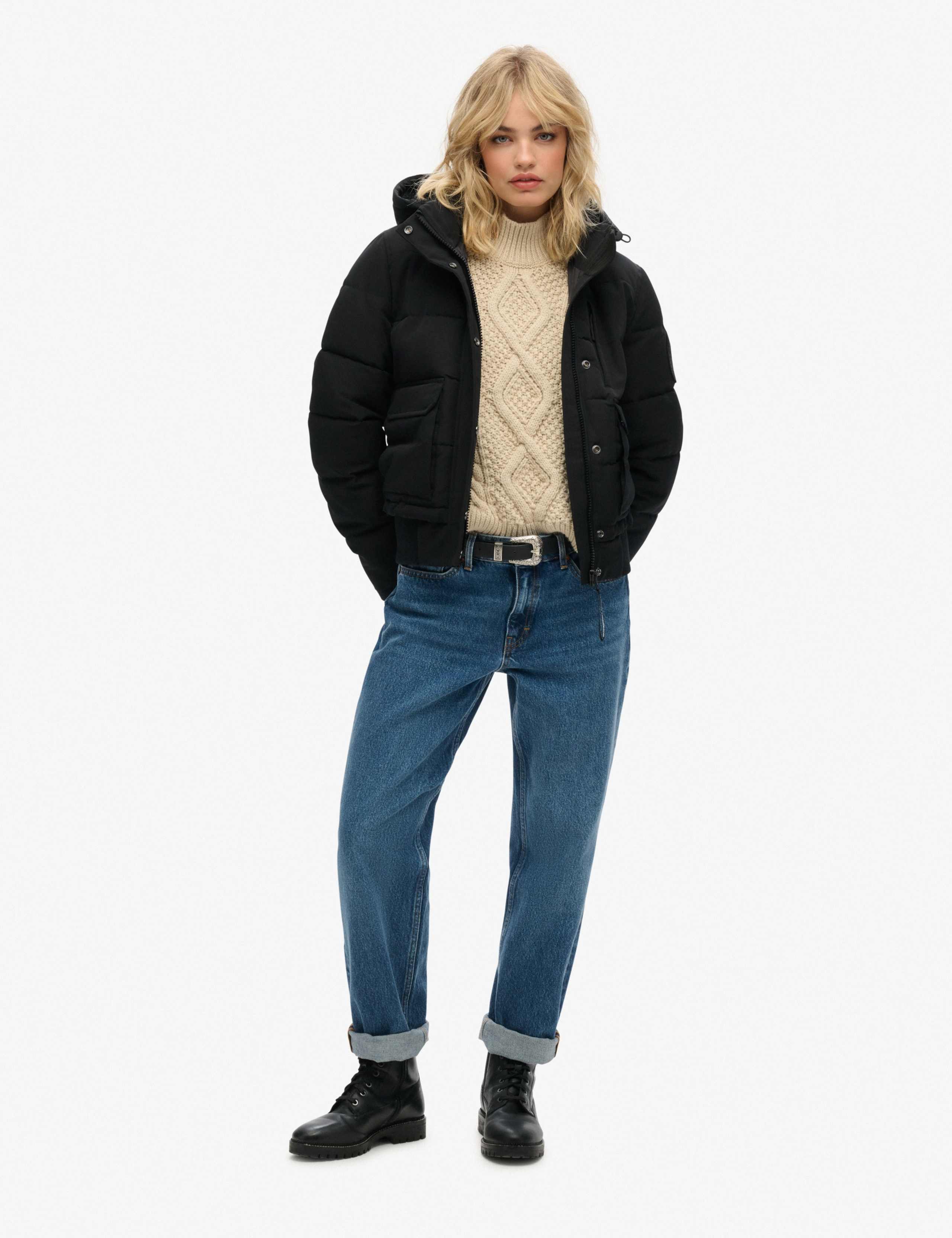 Padded Hooded Borg Lined Bomber Jacket 3 of 7