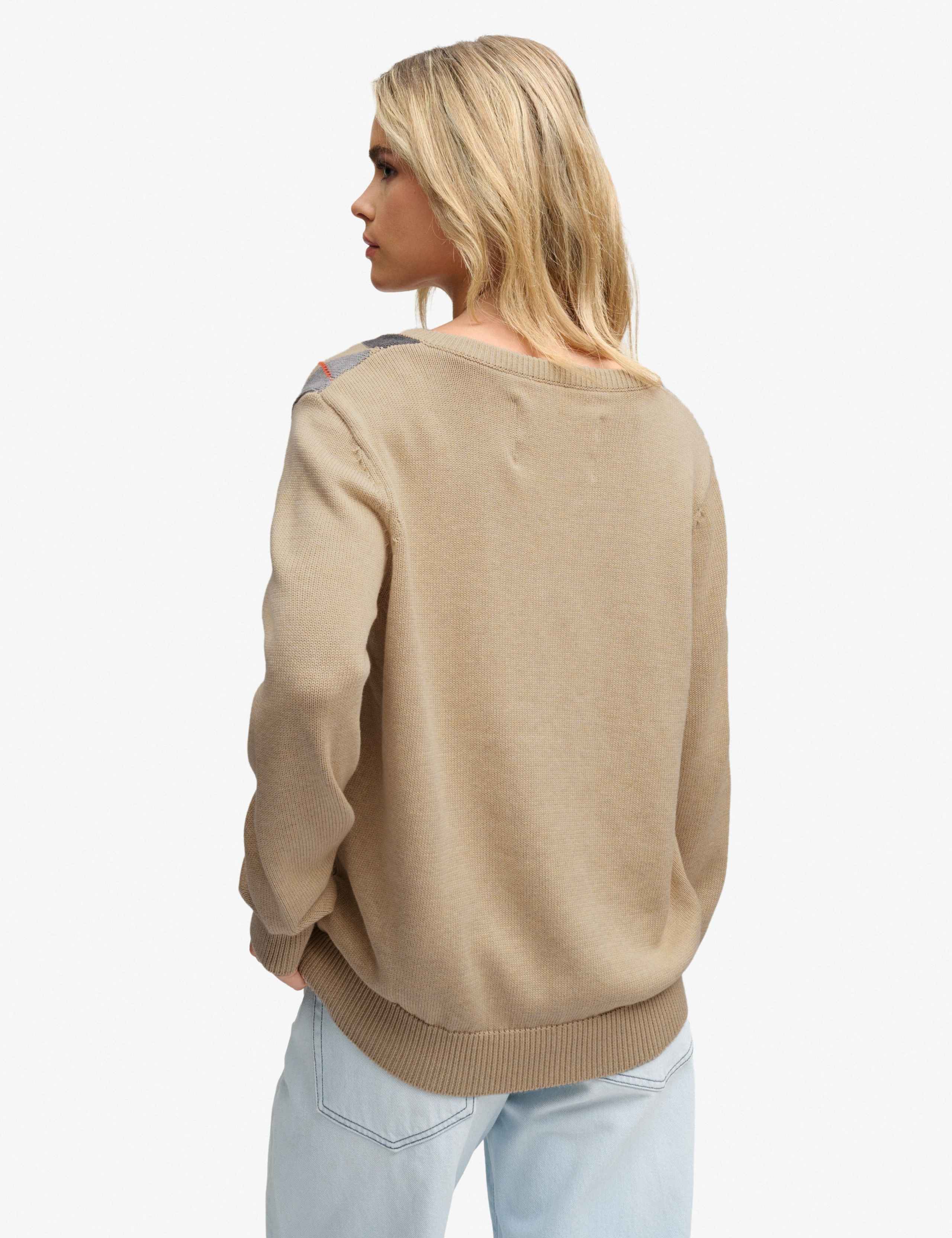 Pure Cotton Argyle V Neck Relaxed Jumper 6 of 7