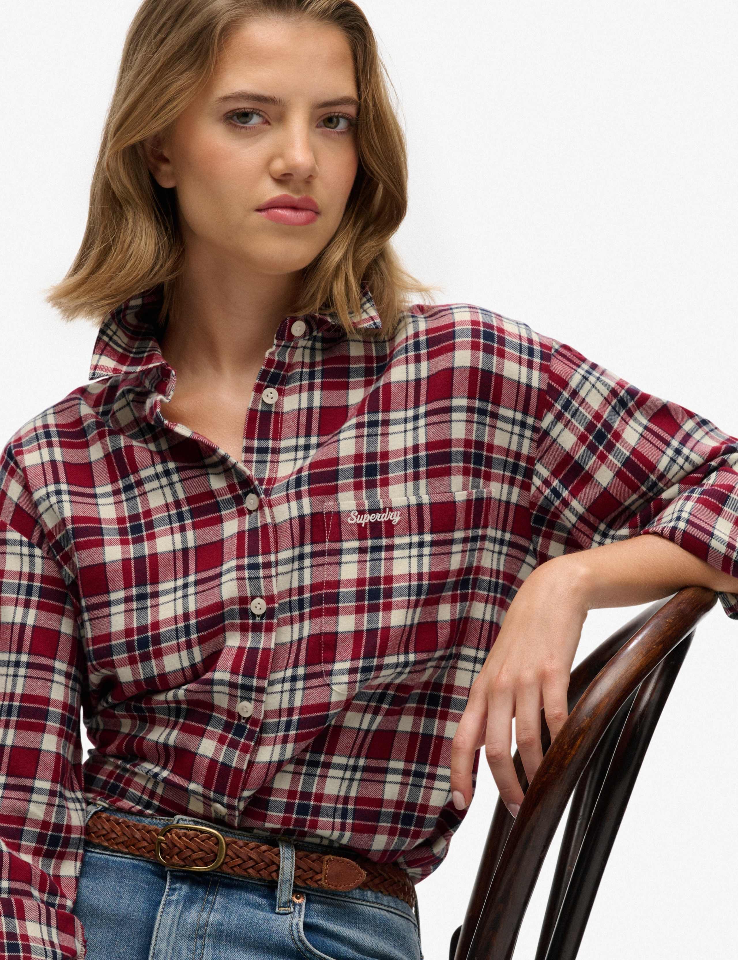 Pure Cotton Checked Relaxed Flannel Shirt 4 of 7