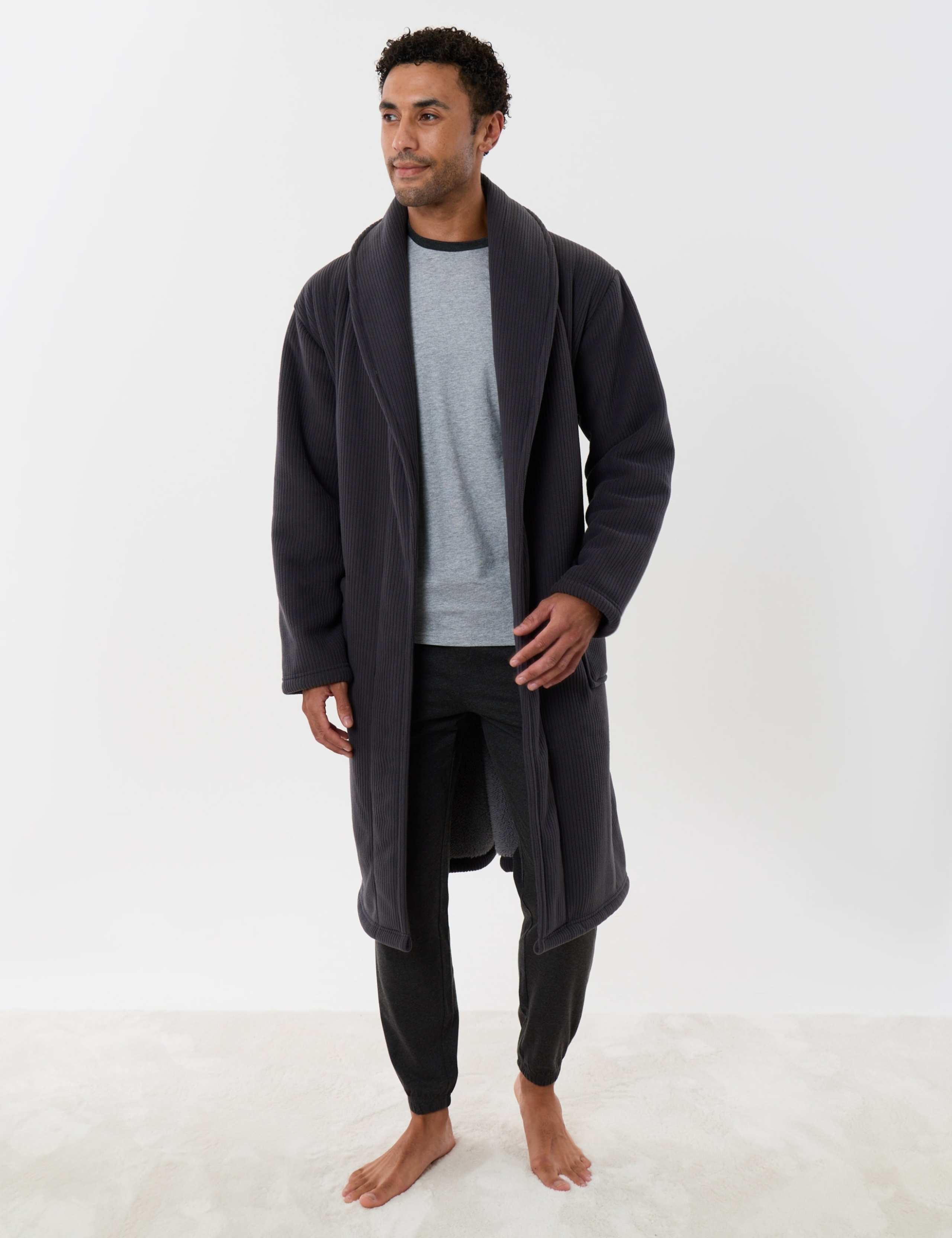 Fleece Checked Hooded Dressing Gown 3 of 6