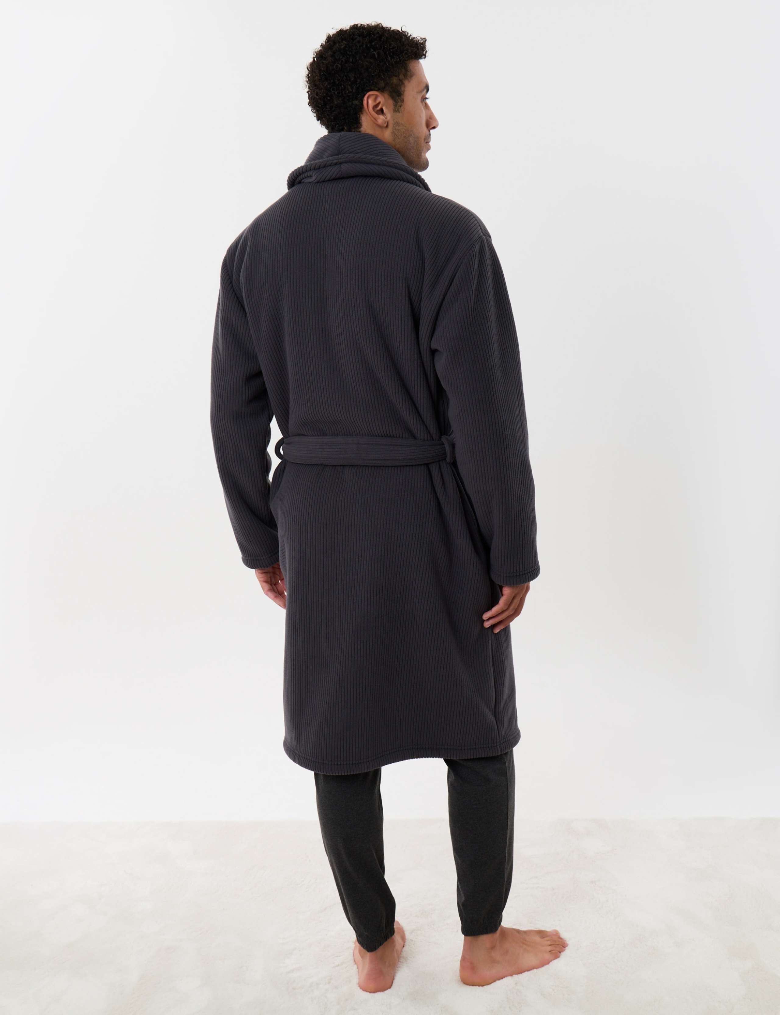 Fleece Checked Hooded Dressing Gown 4 of 6
