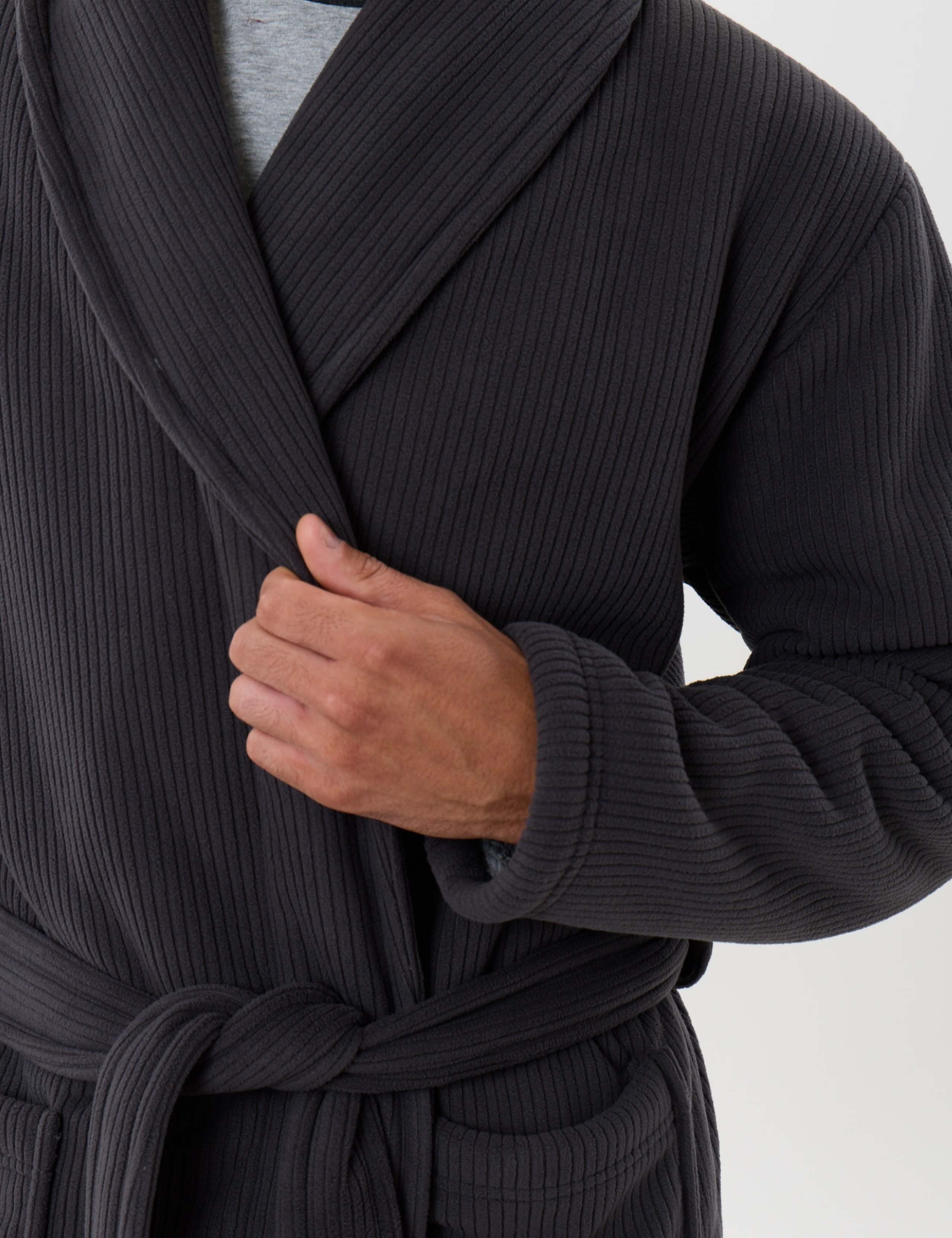 Fleece Checked Hooded Dressing Gown 5 of 6