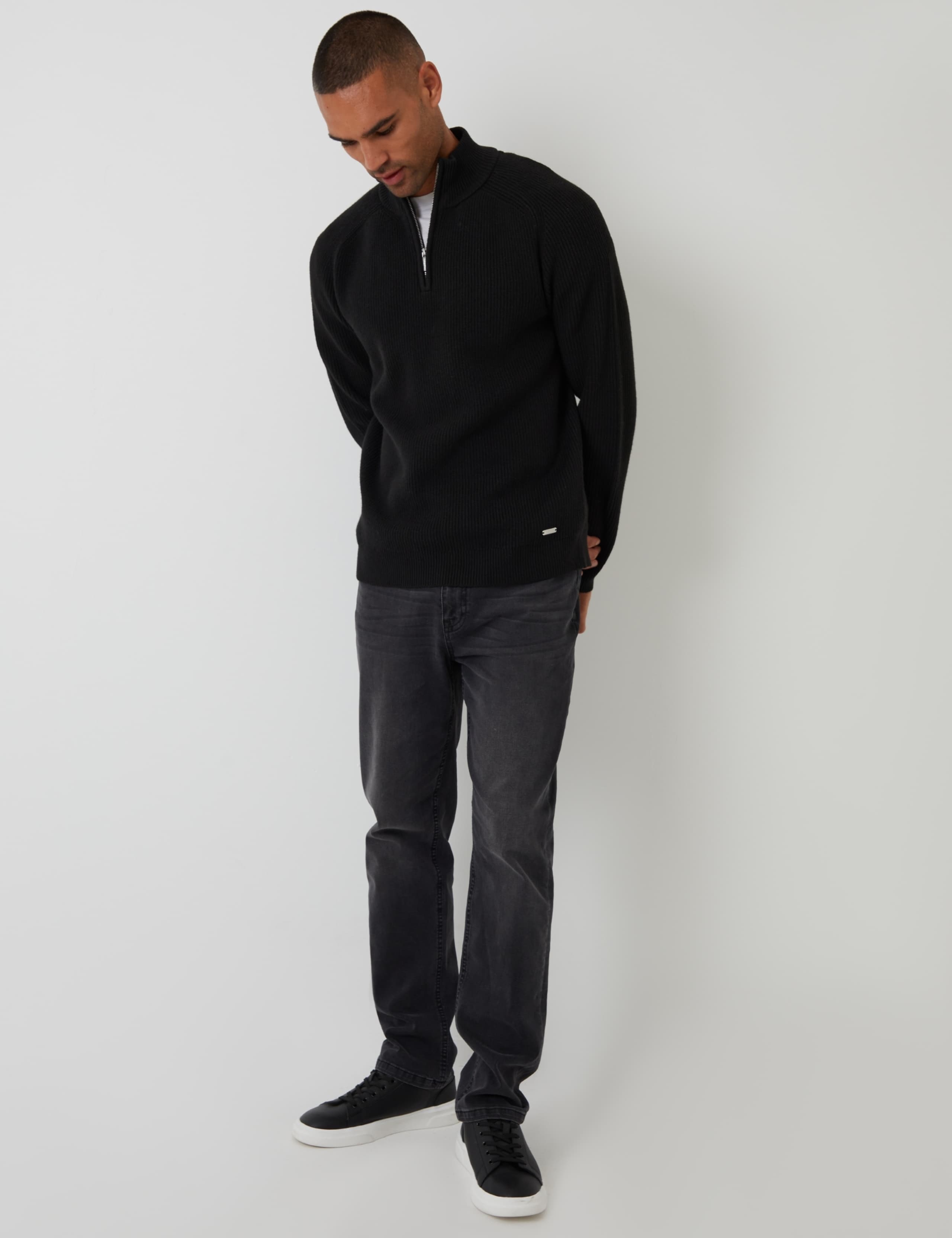 Ribbed Funnel Neck Half Zip Jumper 2 of 4