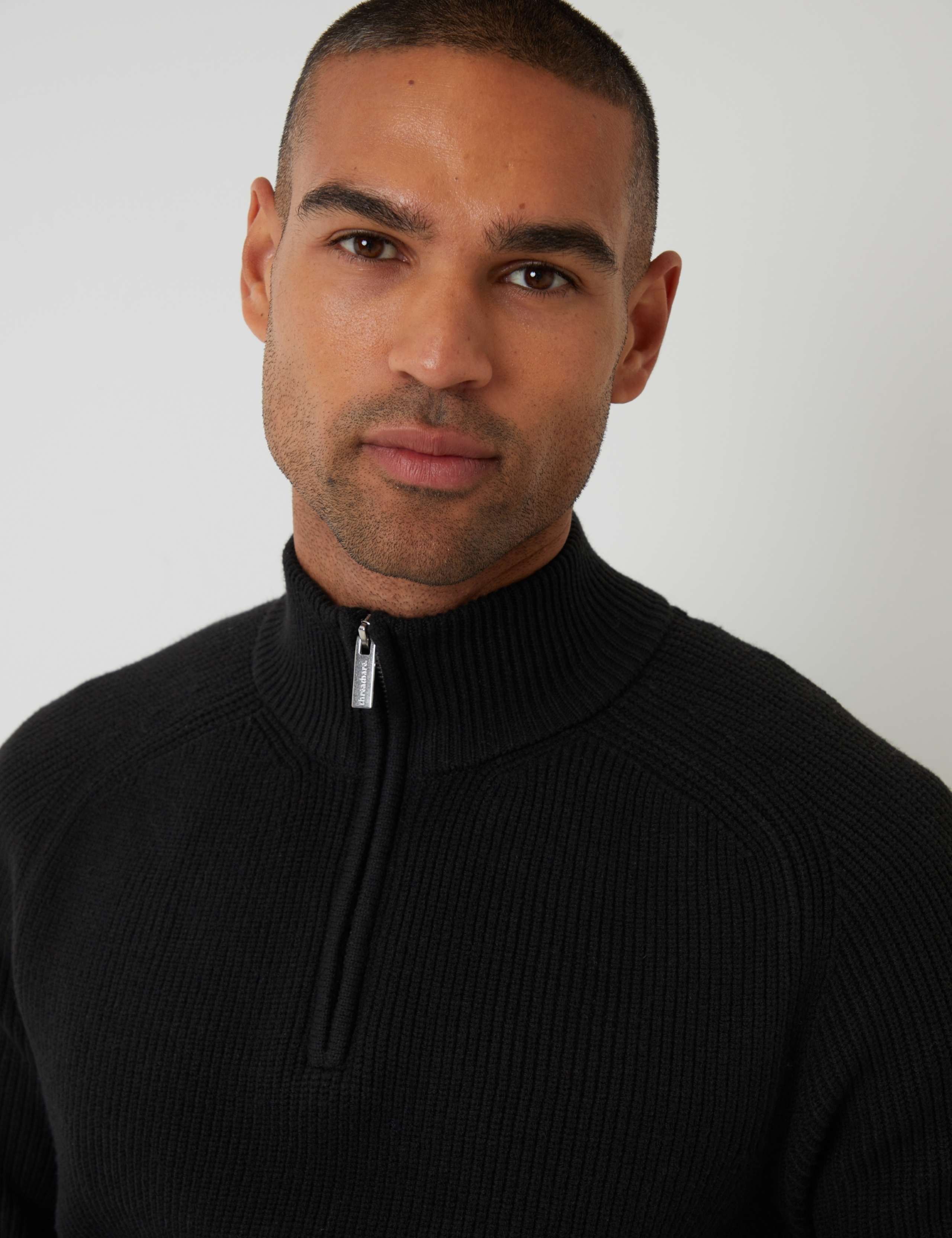 Ribbed Funnel Neck Half Zip Jumper 4 of 4