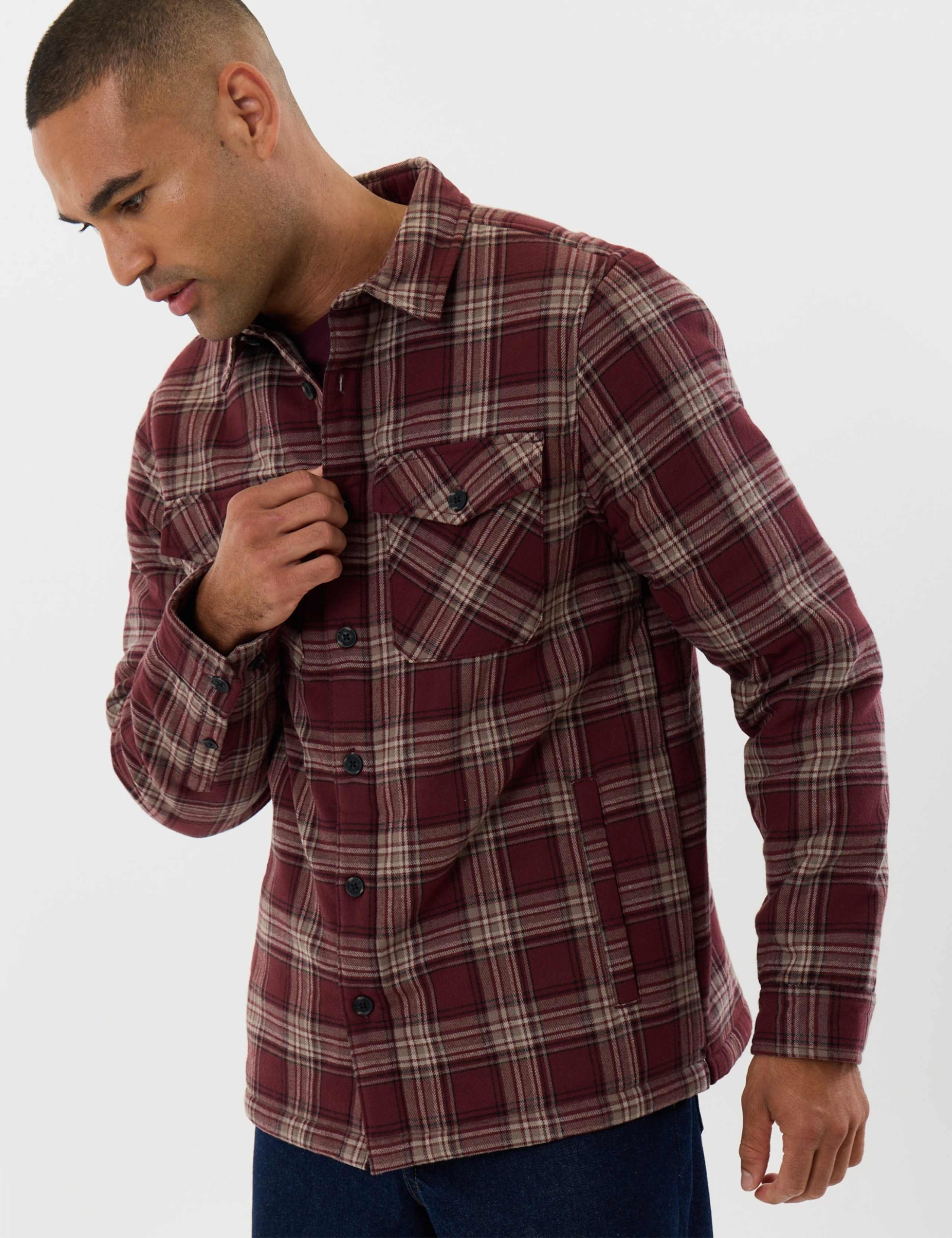 Pure Cotton Checked Sherpa Lined Shacket 5 of 7