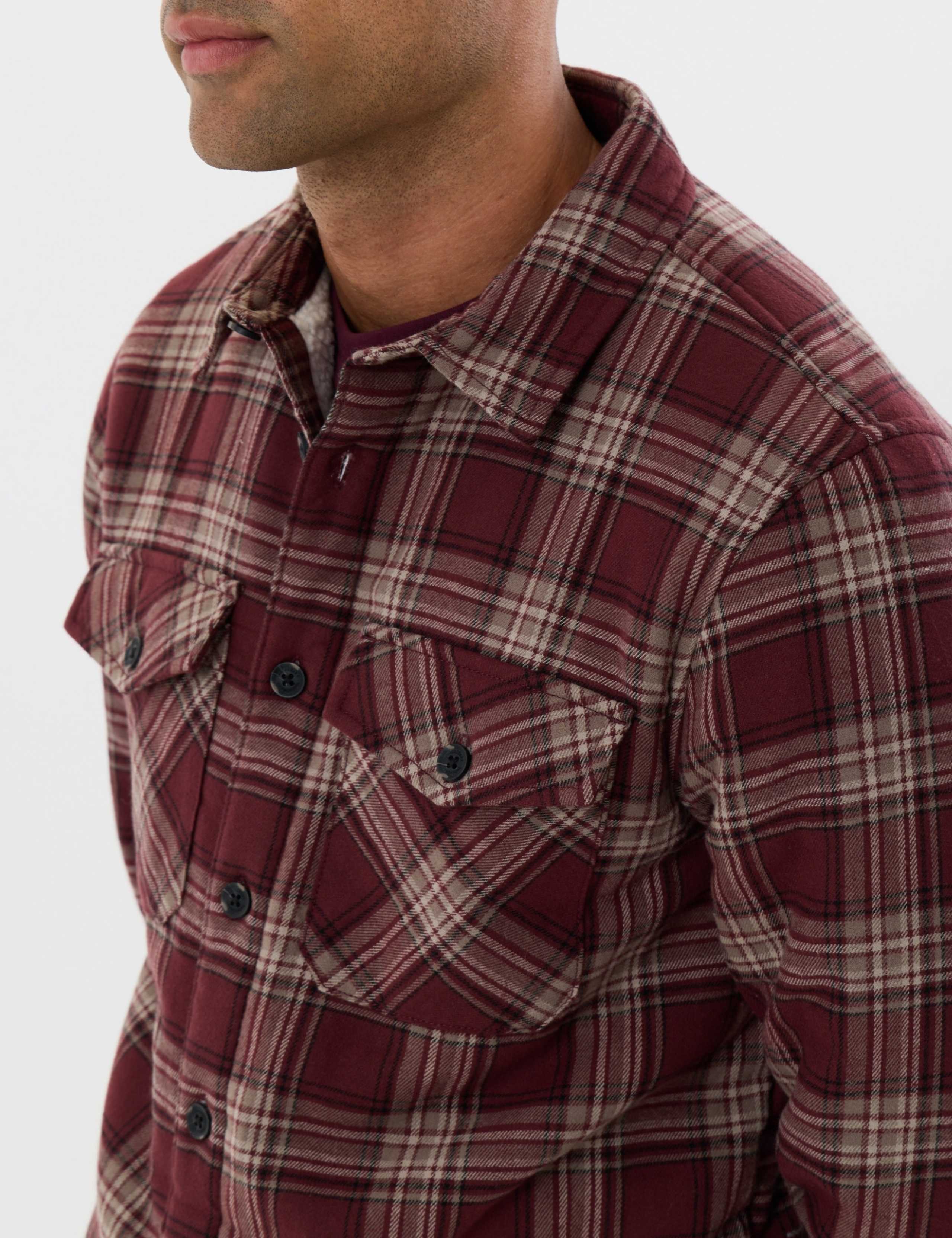 Pure Cotton Checked Sherpa Lined Shacket 6 of 7