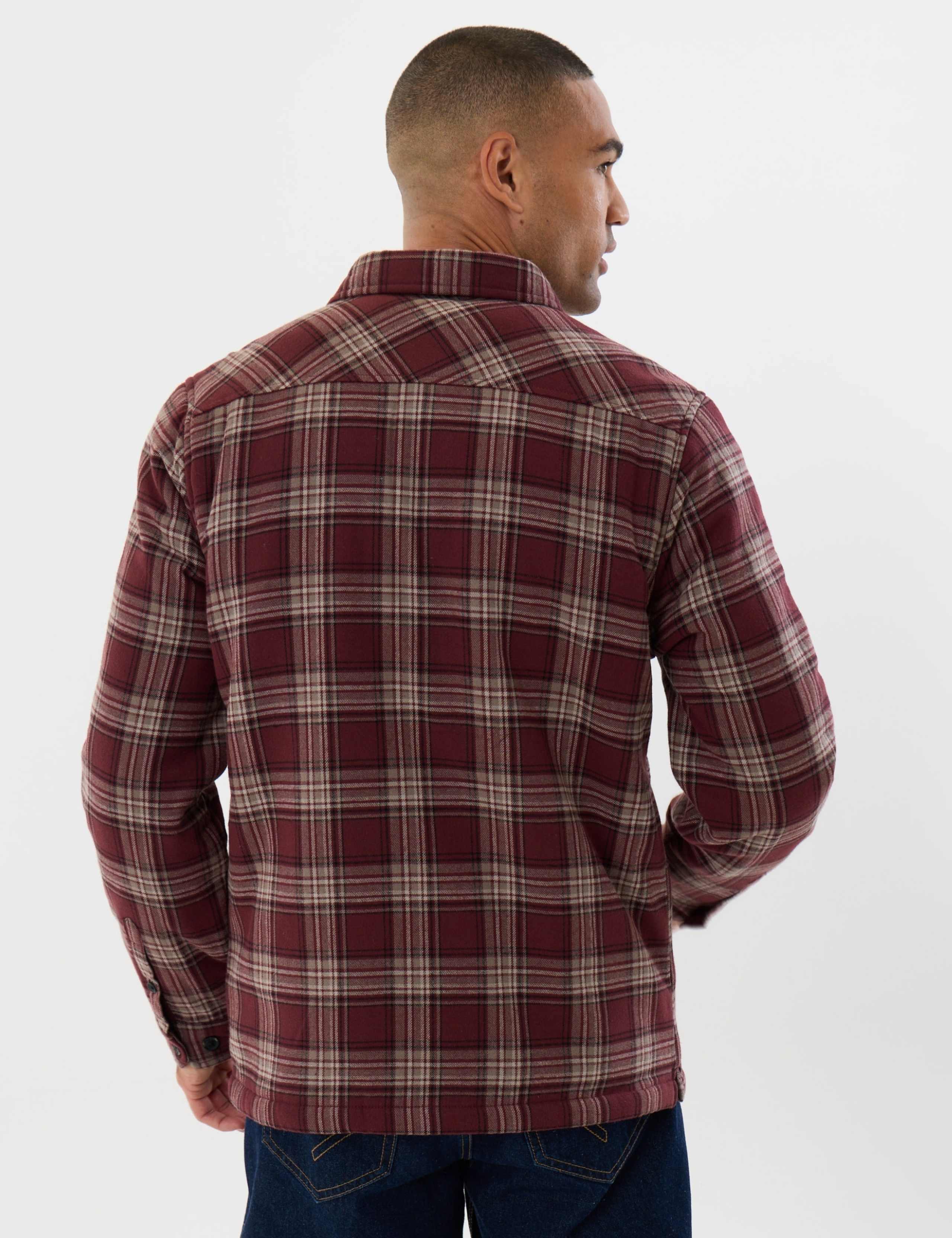 Pure Cotton Checked Sherpa Lined Shacket 7 of 7