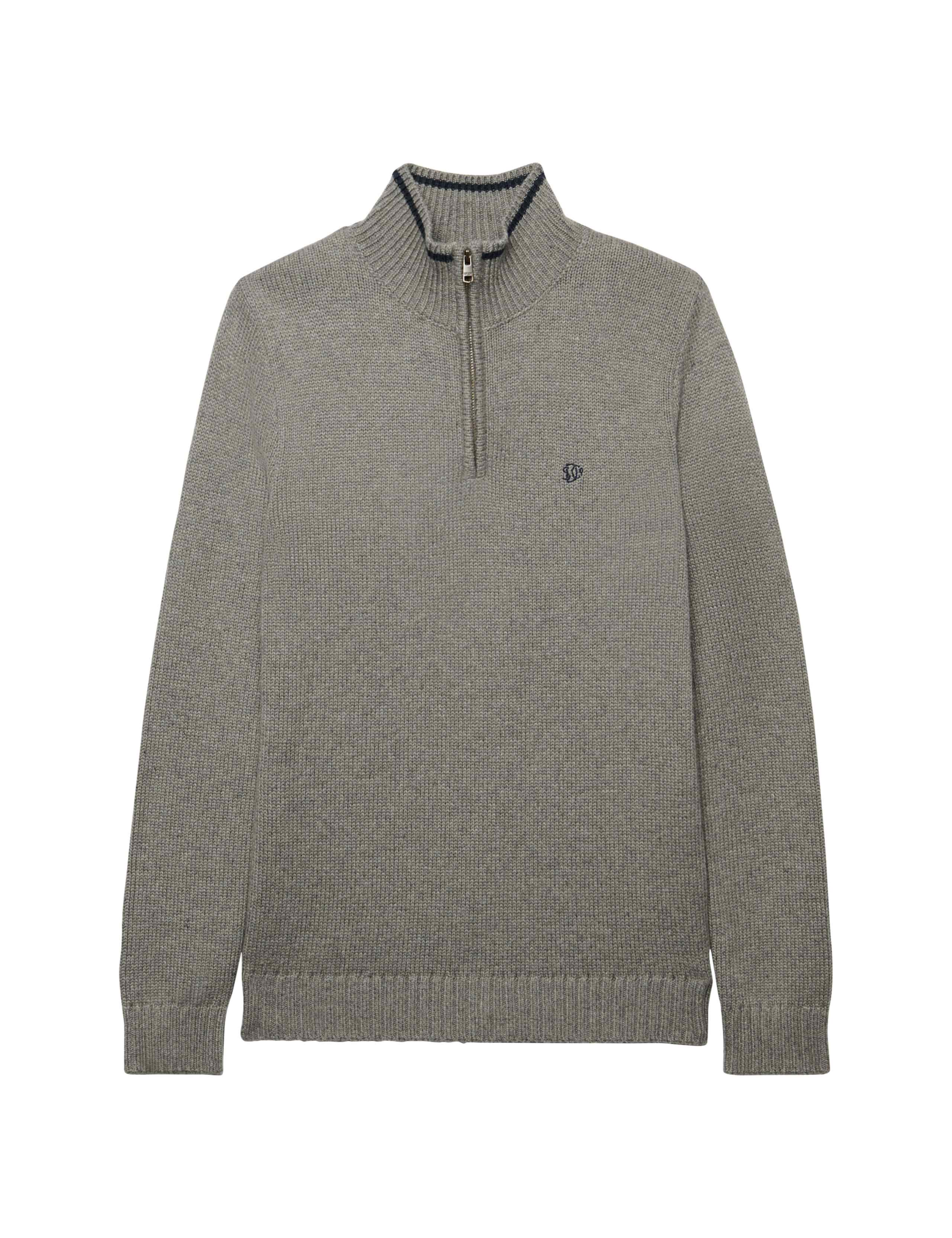 Cotton Rich Textured Half Zip Jumper 2 of 7