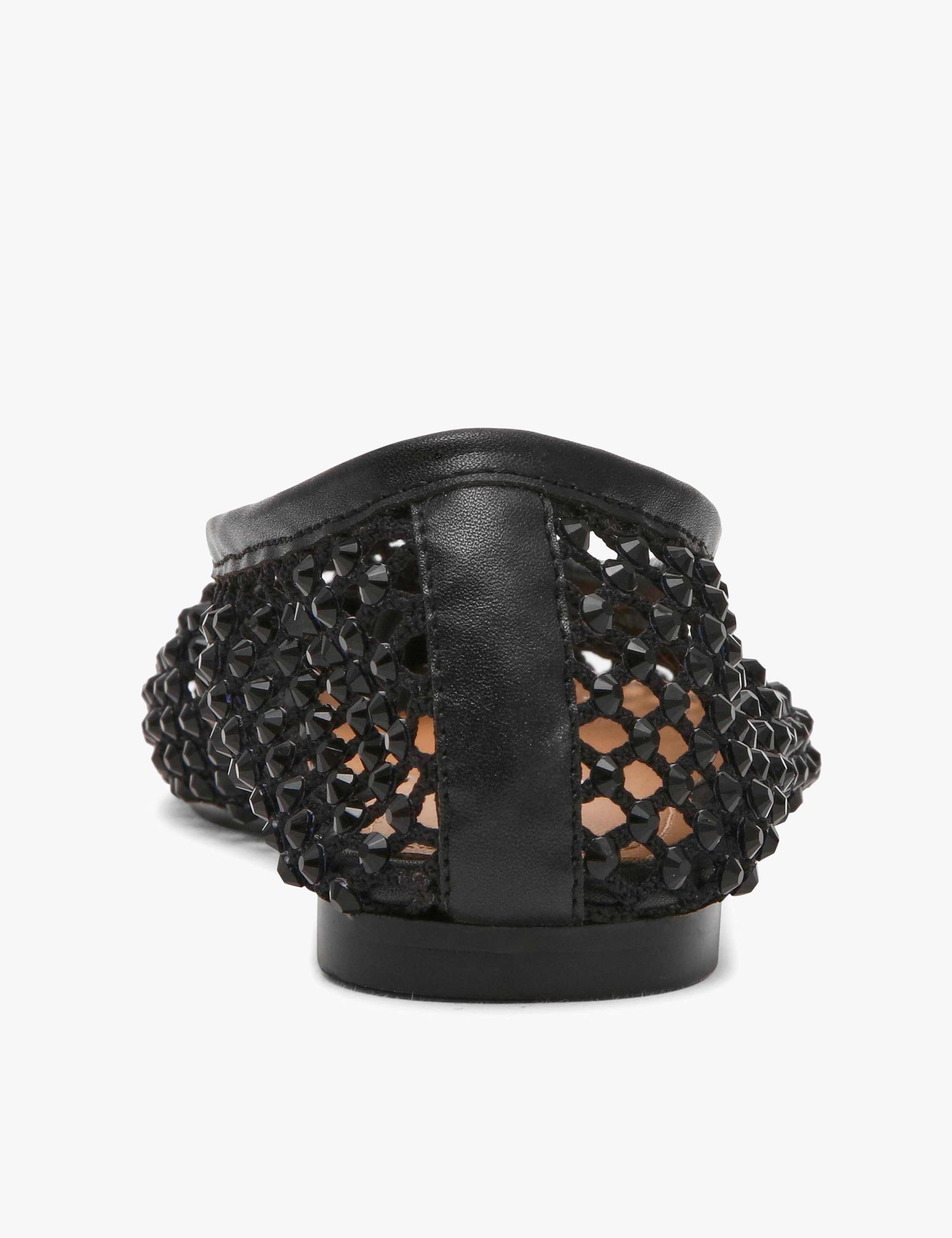 Rhinestone Mesh Round Toe Flat Pumps 4 of 5