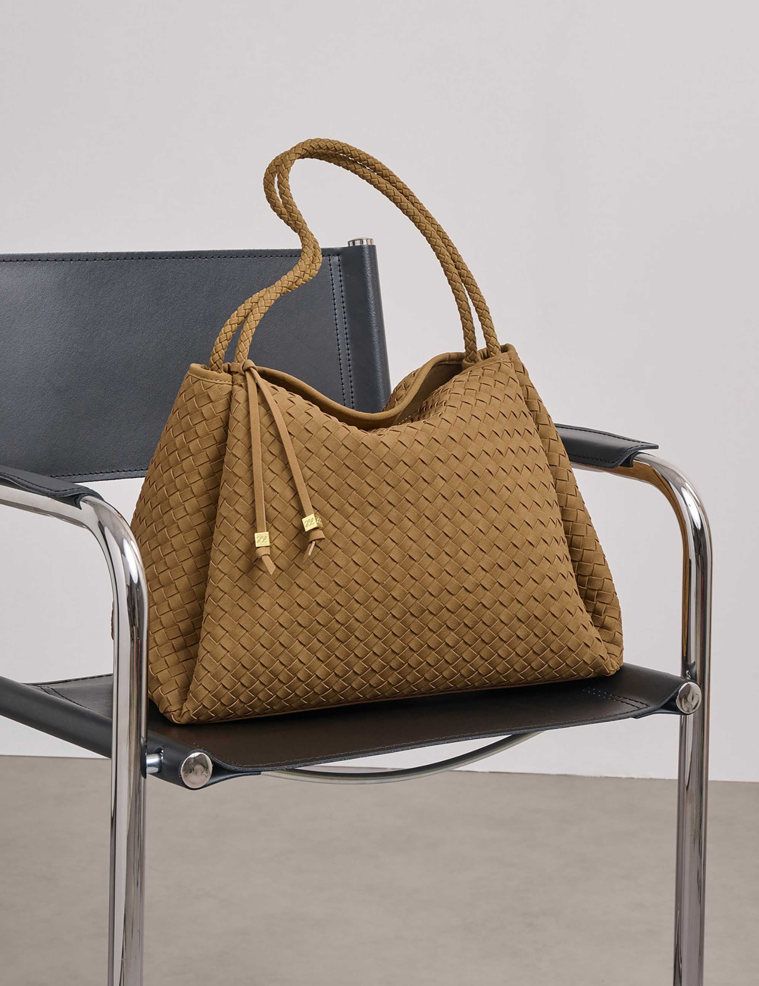 Woven Faux Suede Large Shoulder Bag 3 of 8