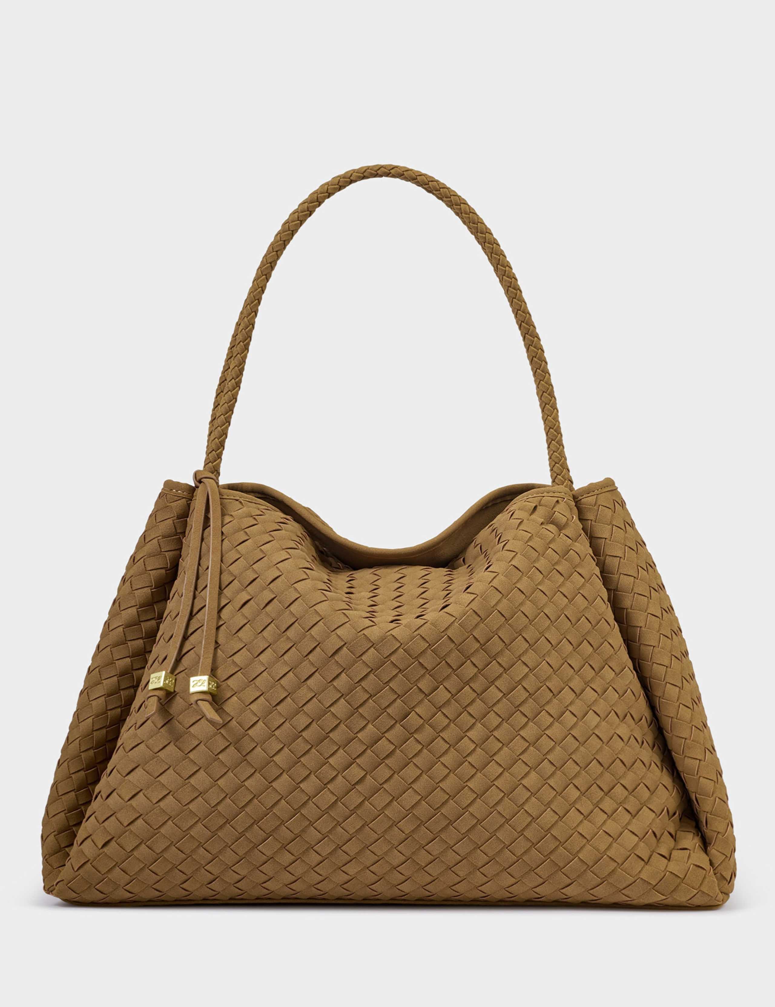 Woven Faux Suede Large Shoulder Bag 4 of 8