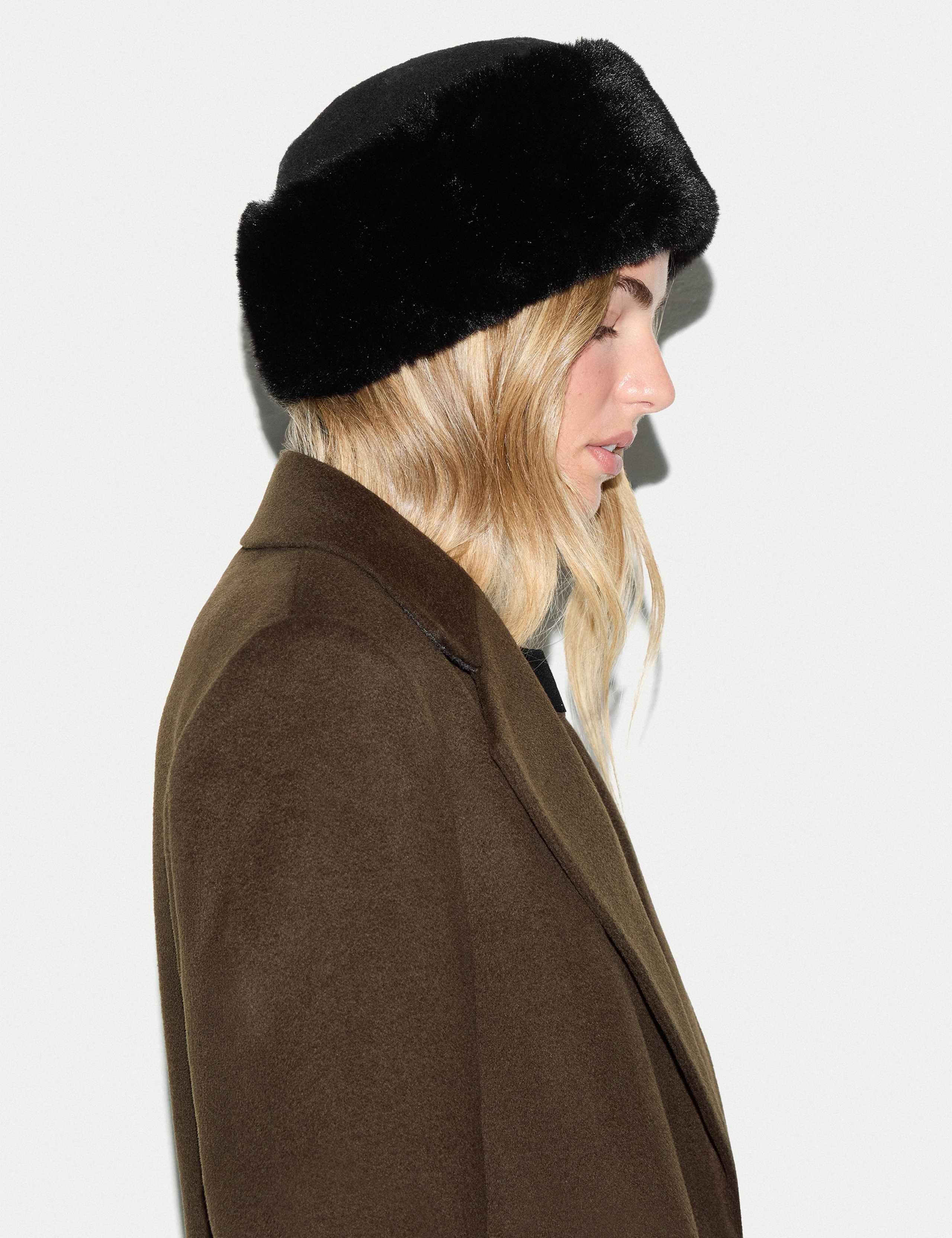 Wool Rich Textured Faux Fur Trim Pillbox Hat 4 of 4