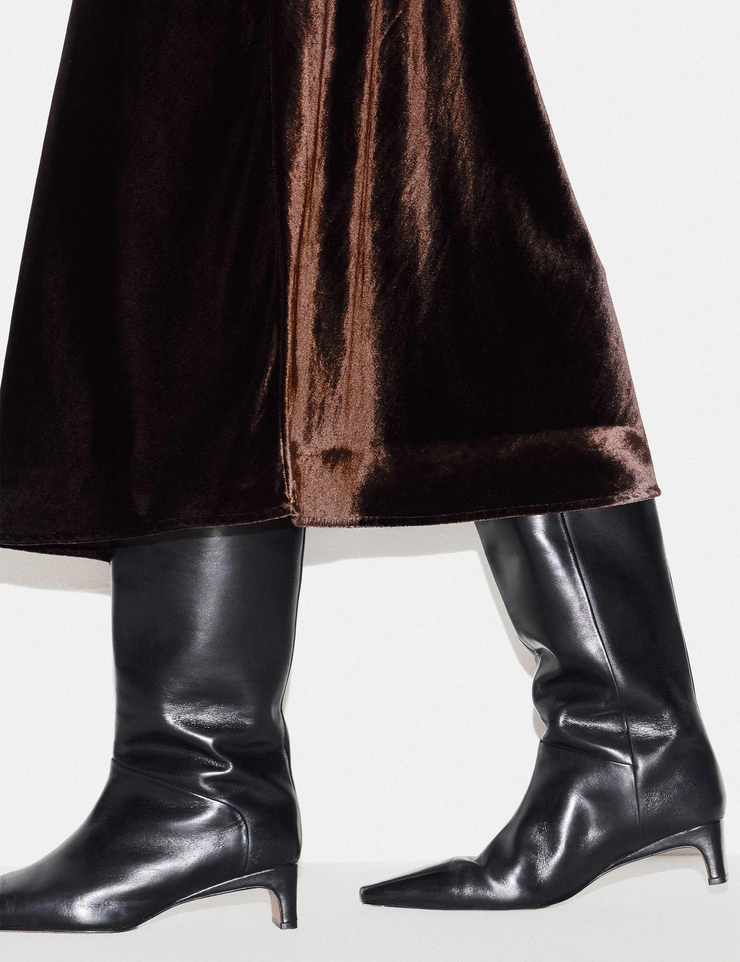 Velvet Midi Slip Skirt 3 of 5
